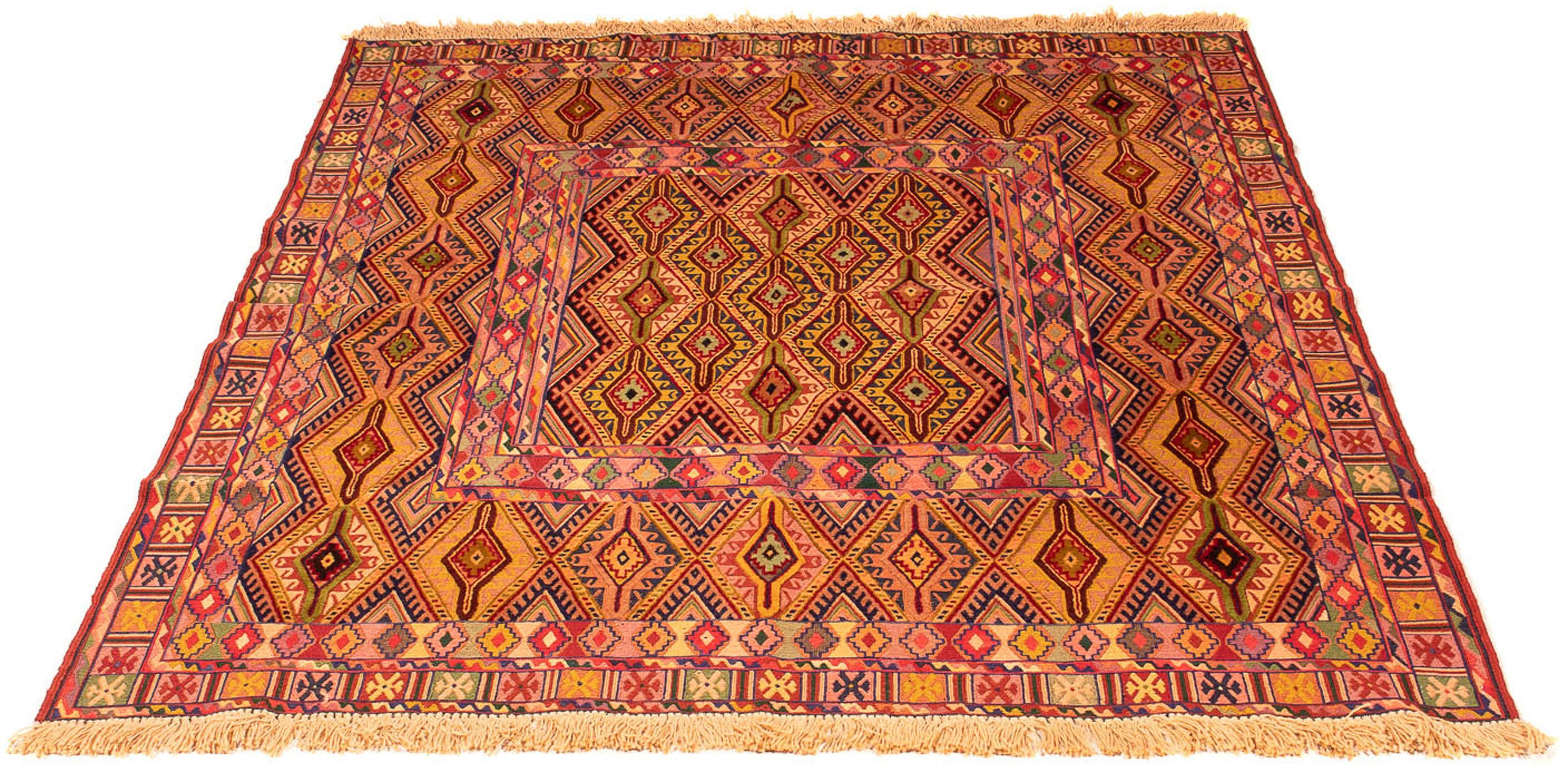 Wollteppich Kelim - Oriental - 167 x 142 cm - mehrfarbig, morgenland, rechteckig, Höhe: 4 mm, Wohnzimmer, Einzelstück