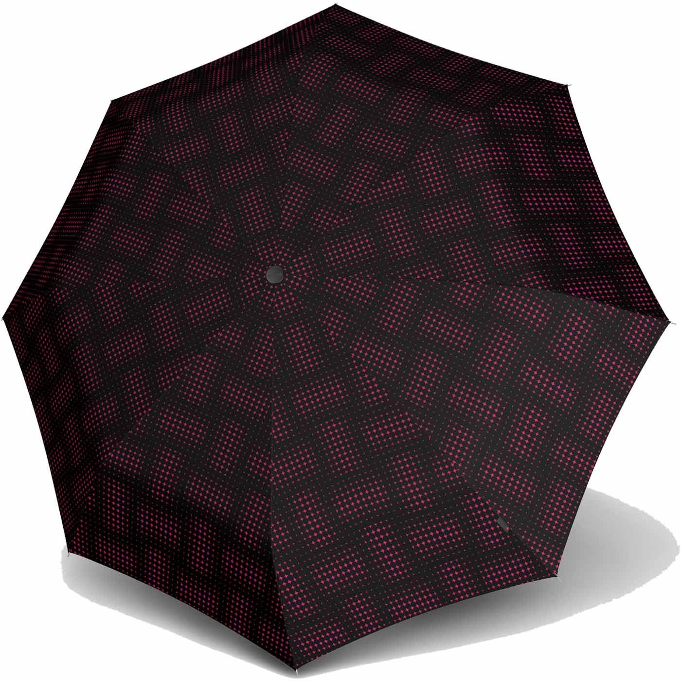 Knirps® Langregenschirm Super - Mini der kleine, kompakte leichte, Hard-Case stars, Begleiter im schwarz-pink X1