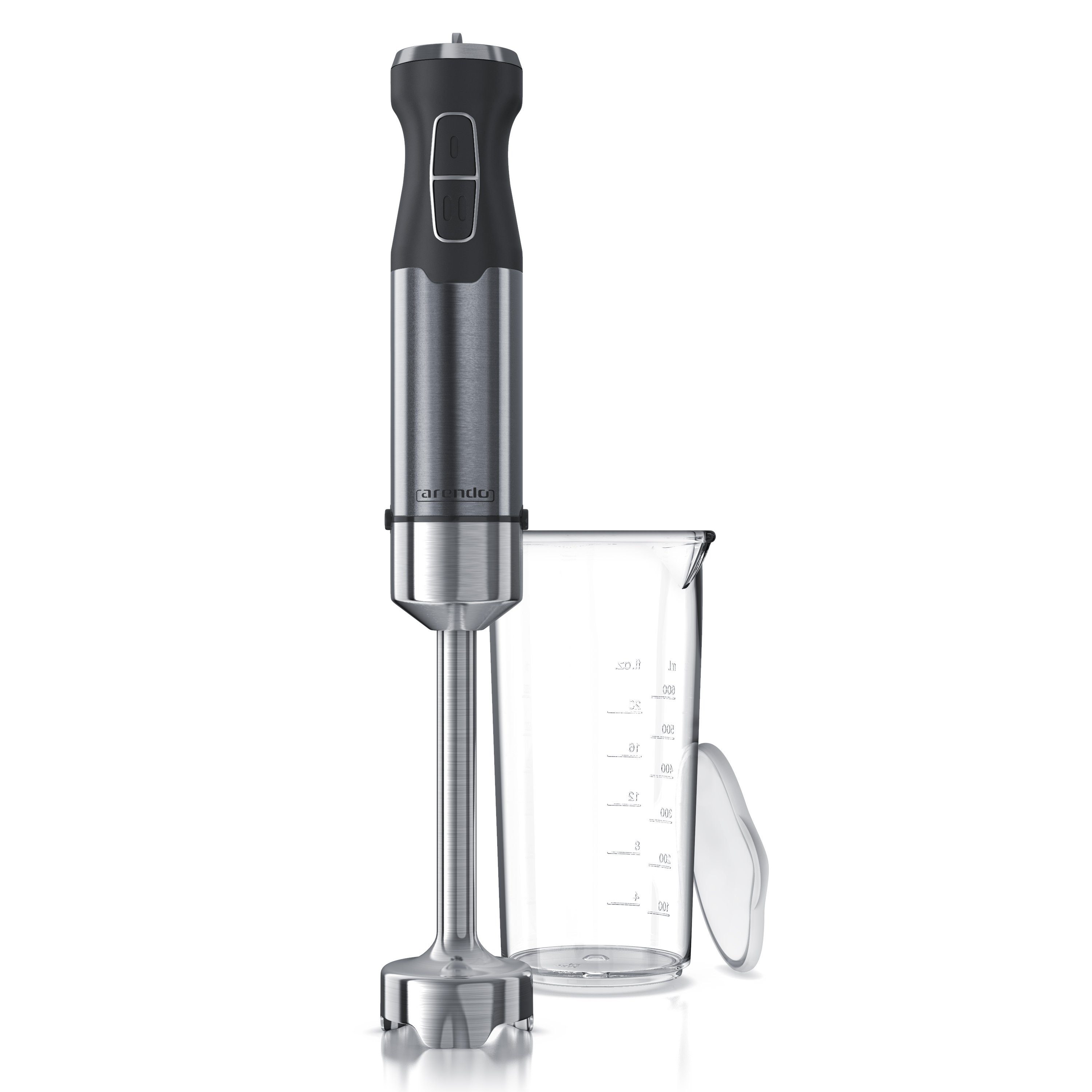 Arendo Stabmixer Edelstahl Pürierstab mit Messbecher, Handmixer, stufenlose Regelung, 1000 W, Turbotaste, Abnehmbarer Mixfuß, GS-Zertifiziert