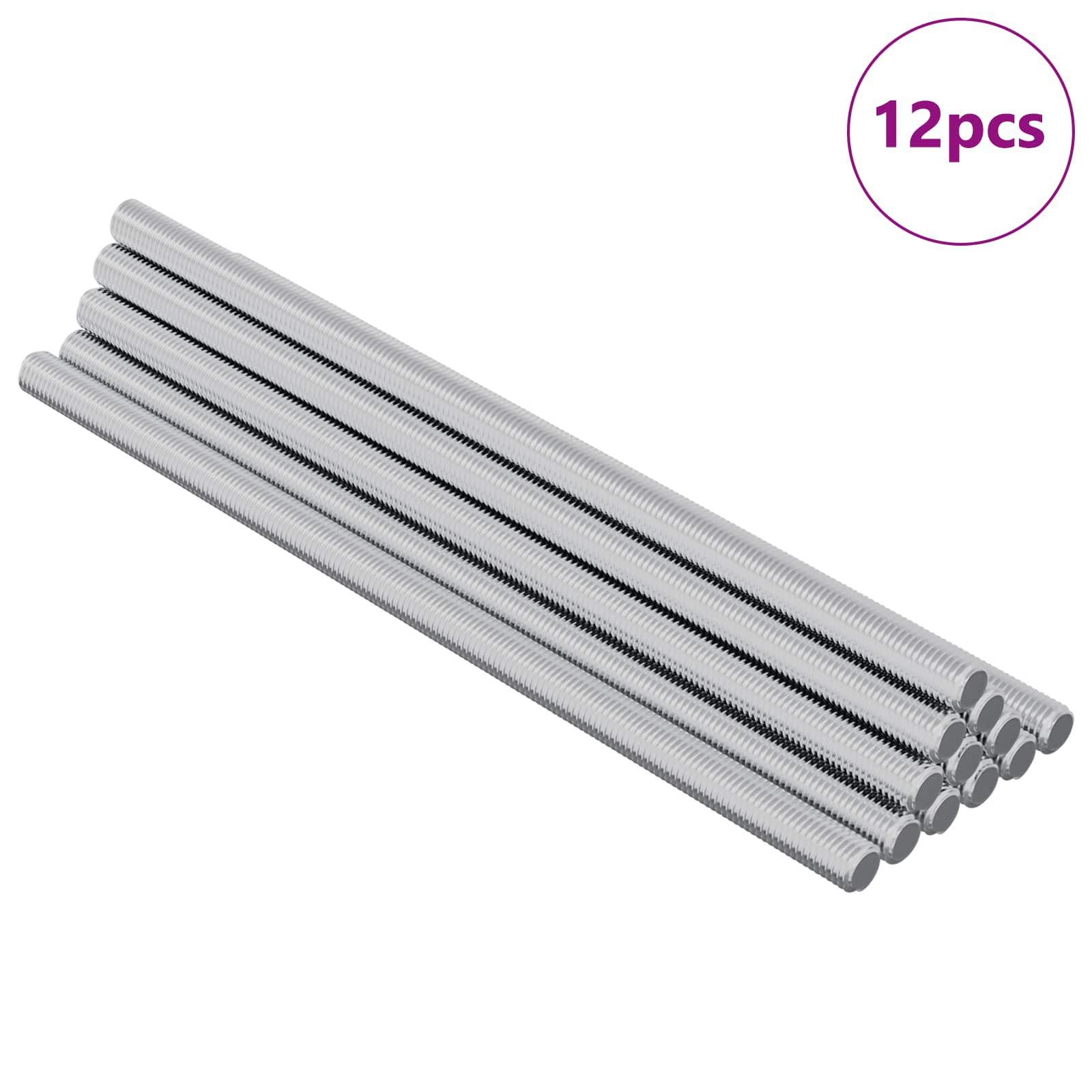 vidaXL Gewindestange, Gewindestange 12 pcs Silber 6 x 135 mm Stahl