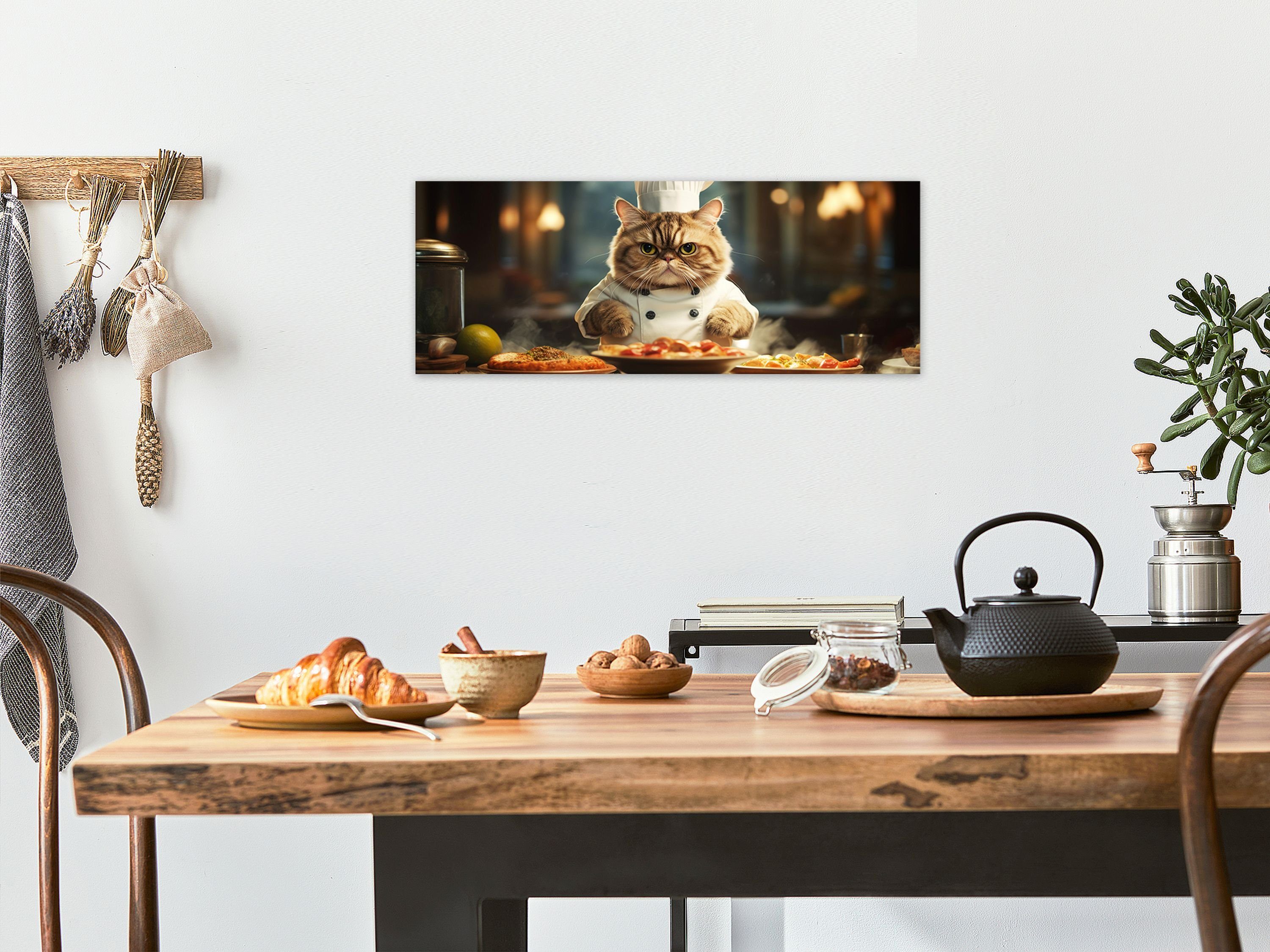 Glas lustige artissimo Küche Essen kochen, 80x30cm und Küchenbild Trinken: Glasbild witzig Glasbild Katze aus lustig Bild