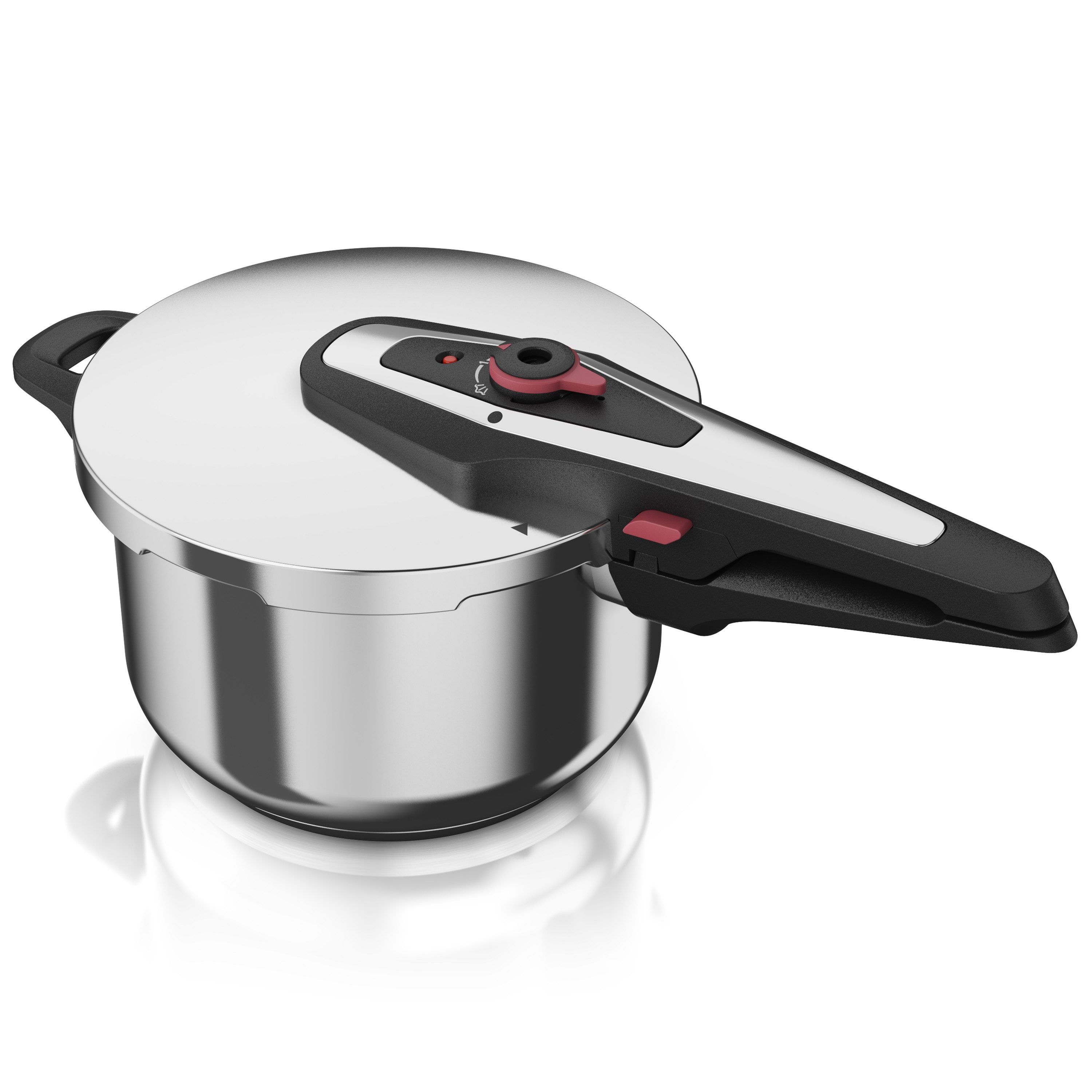 Arendo Schnellkochtopf 6 Liter Edelstahl Dampfkochtopf mit Sicherheitssystem, 2x Druckstufen, Edelstahl (1-tlg), Dampfgaren, Einkochen, Für Induktionsherde, Gasherde und Ceranfelder