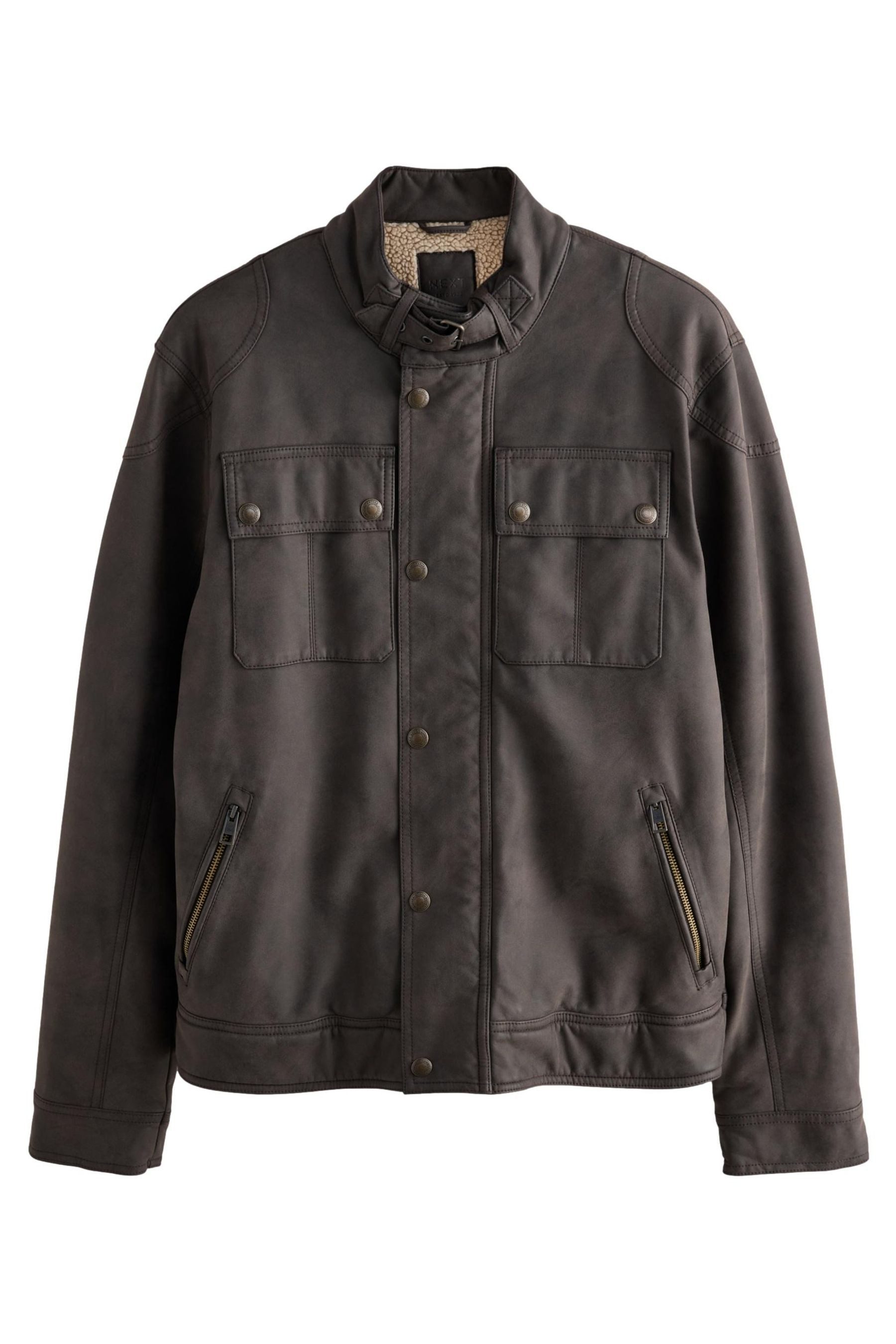 Bikerjacke Kunstleder-Bikerjacke mit 4 Taschen und Borgfutter