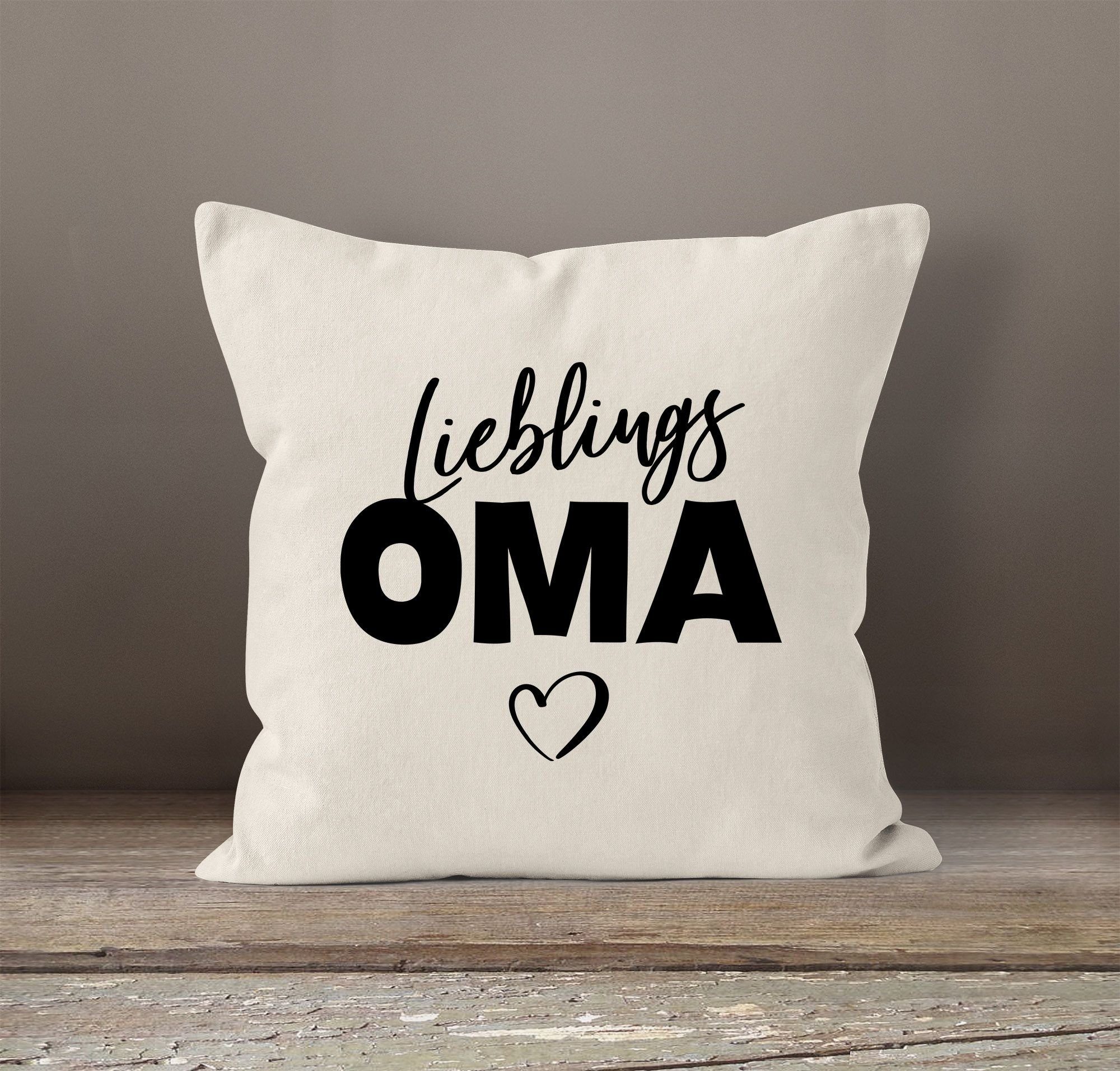 Lieblings-Oma MoonWorks® MoonWorks Dekokissen Kissen-Bezug natur Geschenk