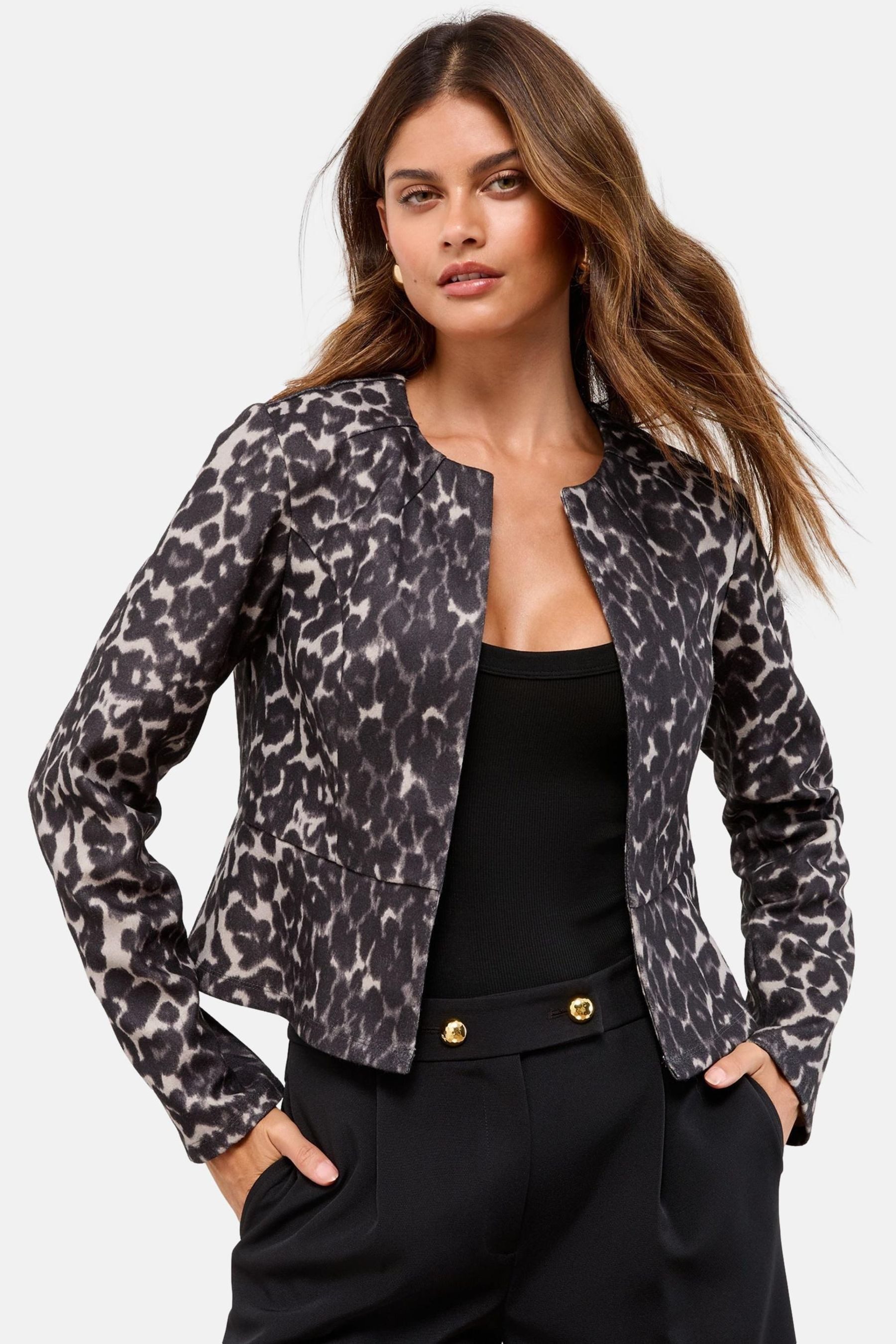 LIPSY Kurzjacke Lipsy verkürzter, kragenloser Blazer, Regular (1-St)