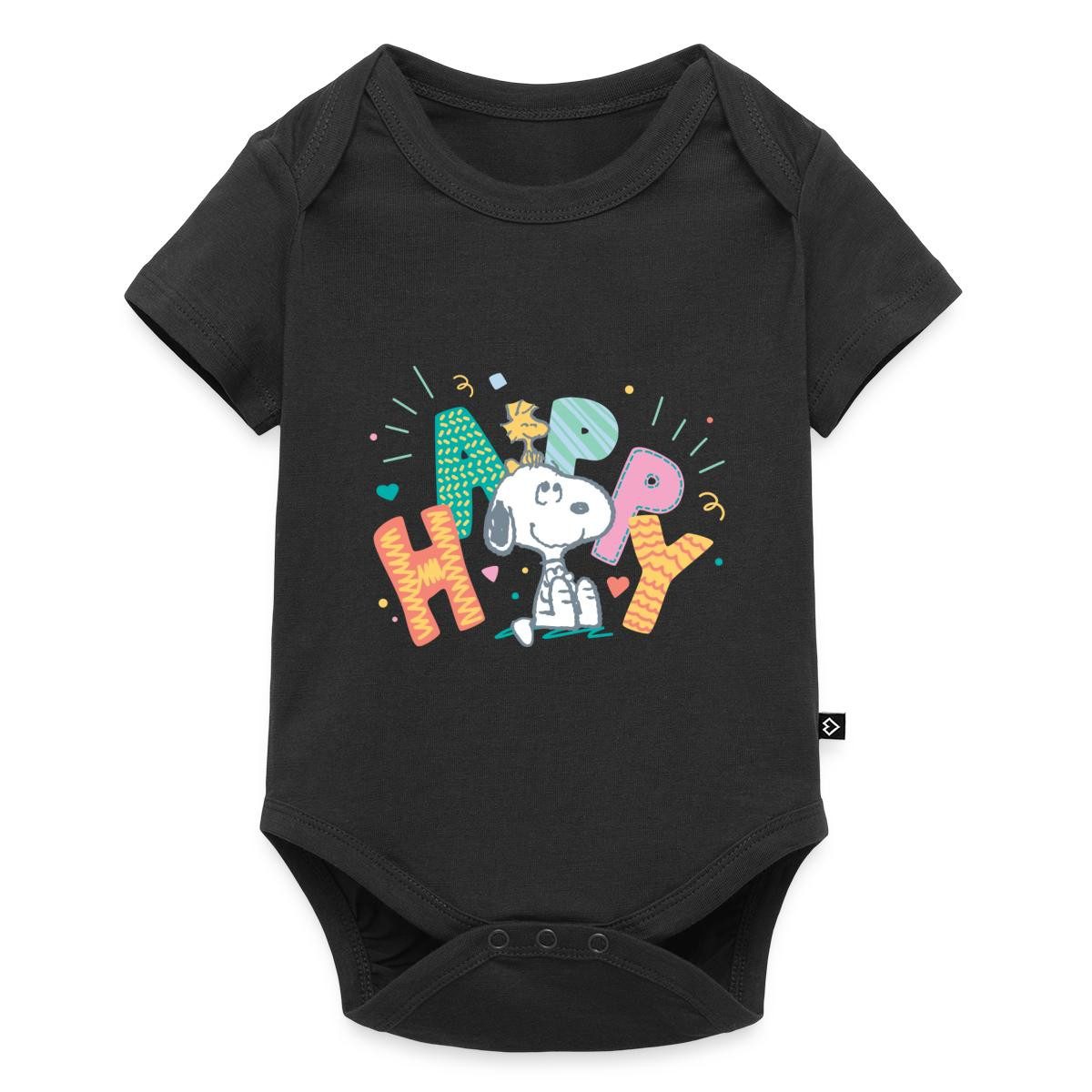 Spreadshirt Kurzarmbody Peanuts Snoopy Happy Glücklich Kurzarm Tages Baby Body (1-tlg)