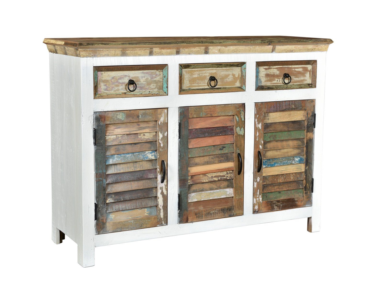 massivum Sideboard Perth Holzkommode Landhaus rustikal 3türig (13 St)