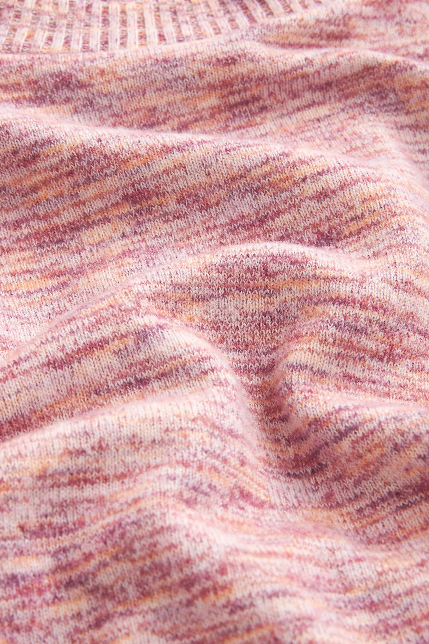 Leichter Spacedye Pink und (1-tlg) Ärmeldetail Rundhalspullover weicher Next Pullover mit