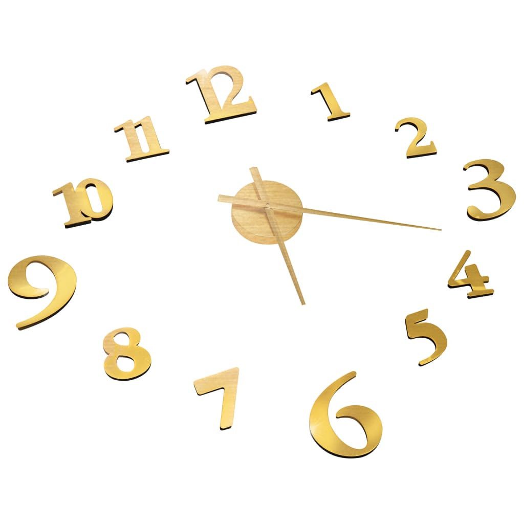 furnicato Uhr Extragroße 3D-Wanduhr Gold 100 cm mit DIY-Größe (Elegante Wanduhr aus EVA-Material mit individuellem 3D-Effekt)