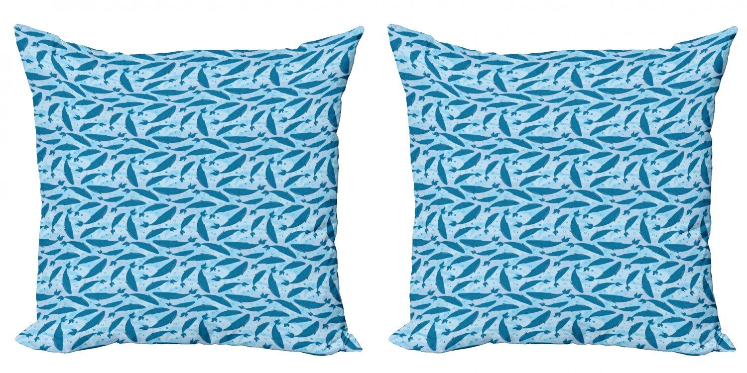 Doppelseitiger Blue Digitaldruck, Big (2 Wassertiere Modern Stück), Kissenbezüge Abakuhaus Accent Wal