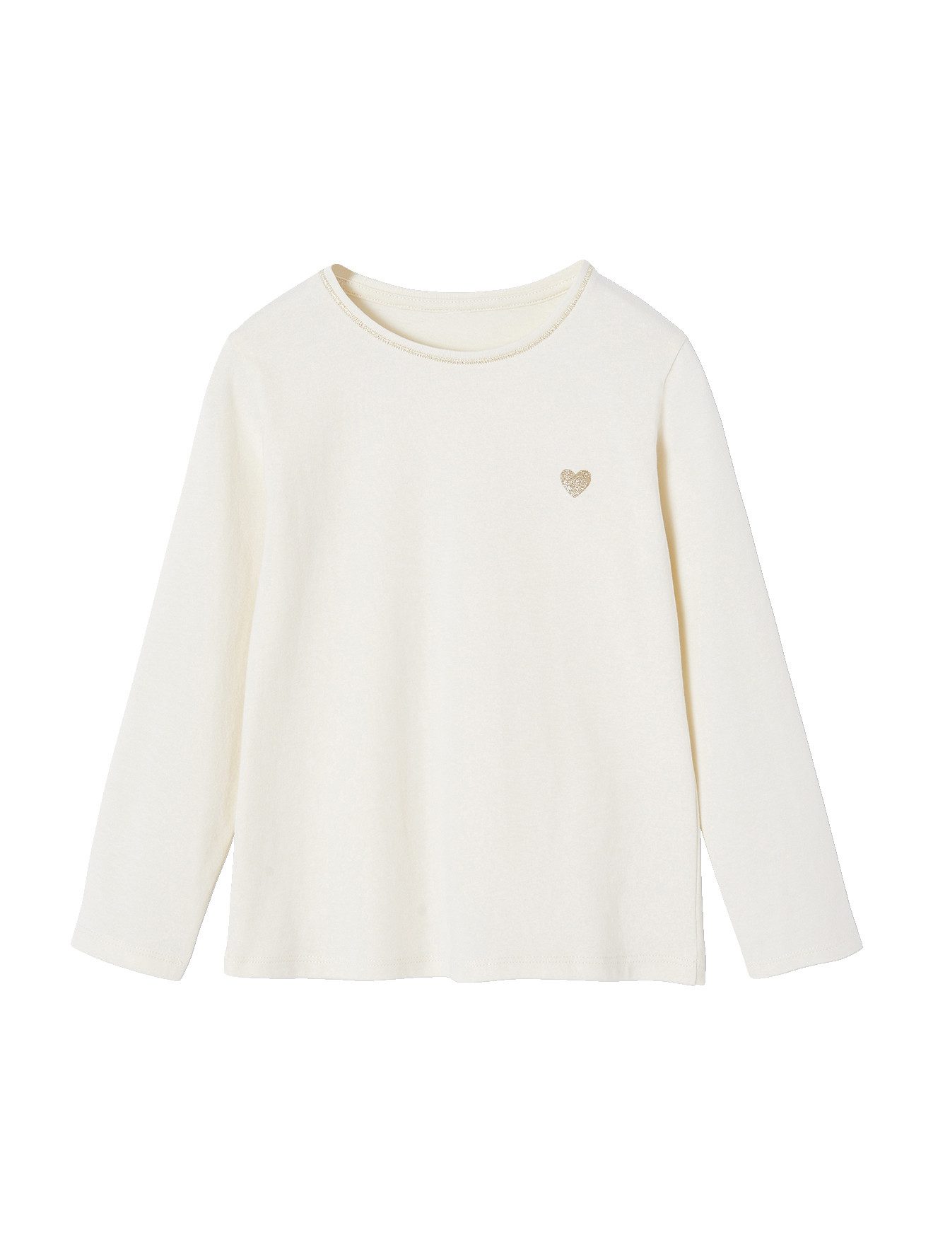 vertbaudet Langarmshirt mit Glitzerherz, Recycling-Baumwolle