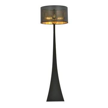 Licht-Erlebnisse Stehlampe ELINA, ohne Leuchtmittel, Stoff Metall E27 157 cm hoch in Schwarz Gold Modern Stehlampe