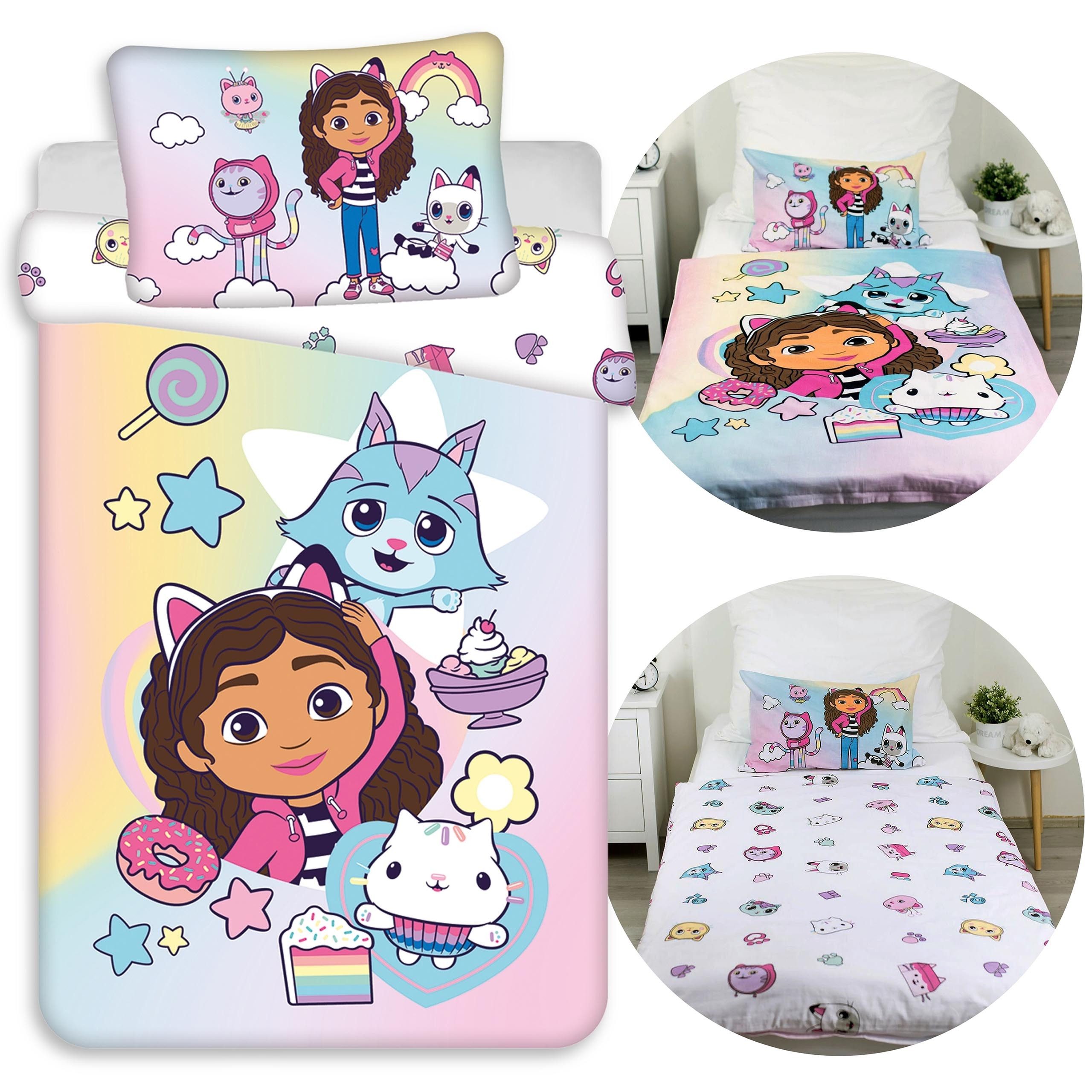 Sarcia.eu Kinderbettwäsche Gabby’s Dollhouse Mädchenbettwäsche, 100 x 135 + 40 x 60 cm