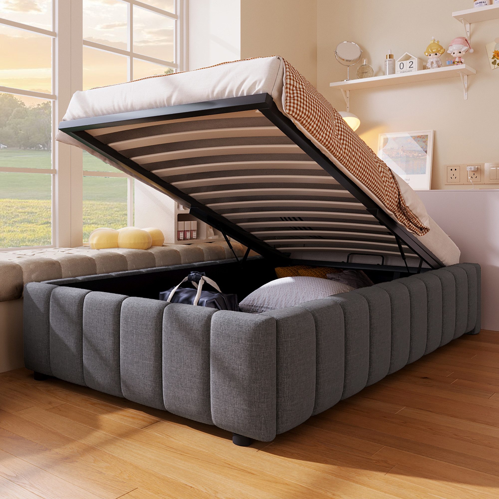 STILVORA Polsterbett Tagesbett 90×200 Stauraumbett Jugendbett mit Stauraum, günstig online kaufen