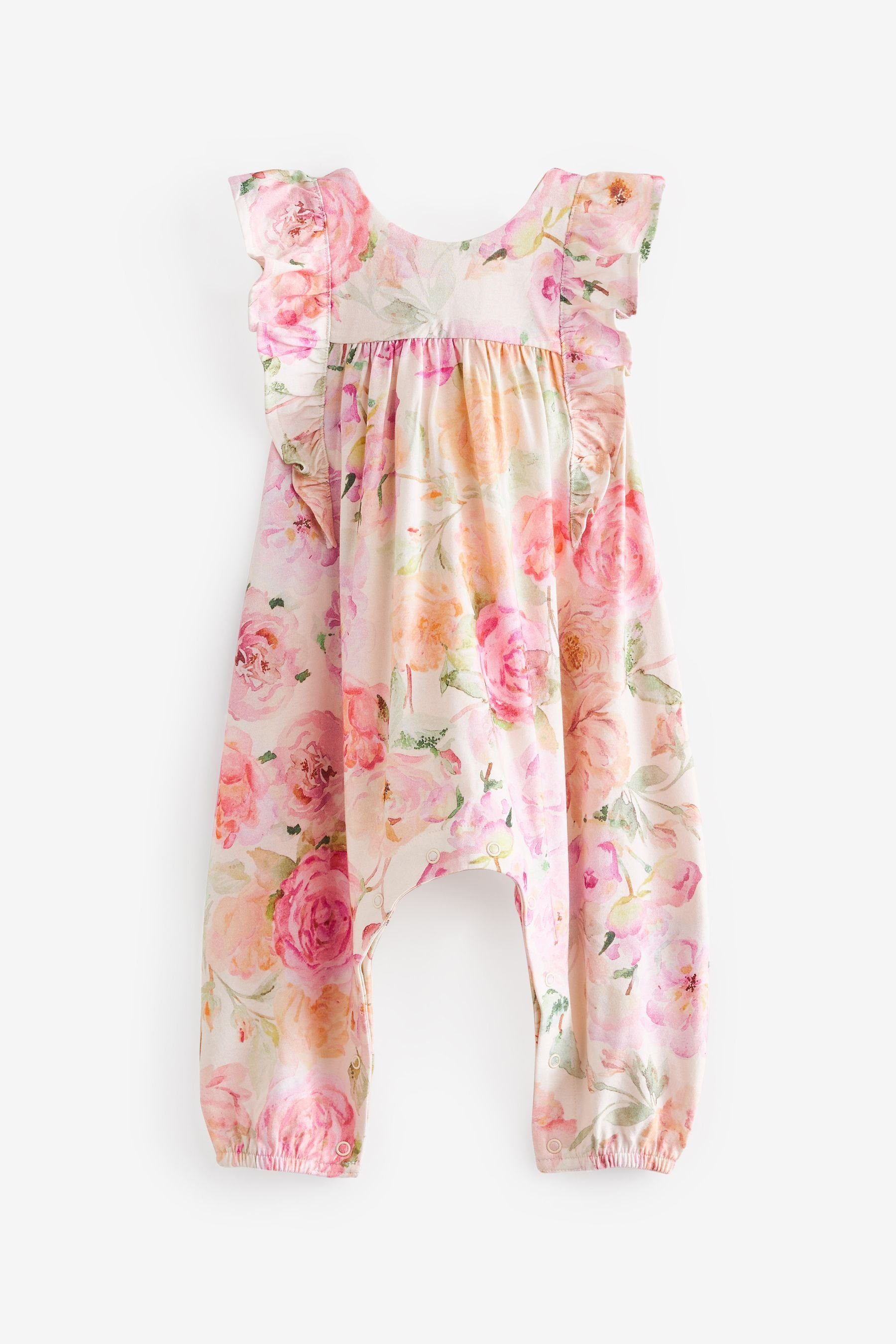 Next Playsuit Langer Overall mit Rüschen (1-tlg) Pink Floral