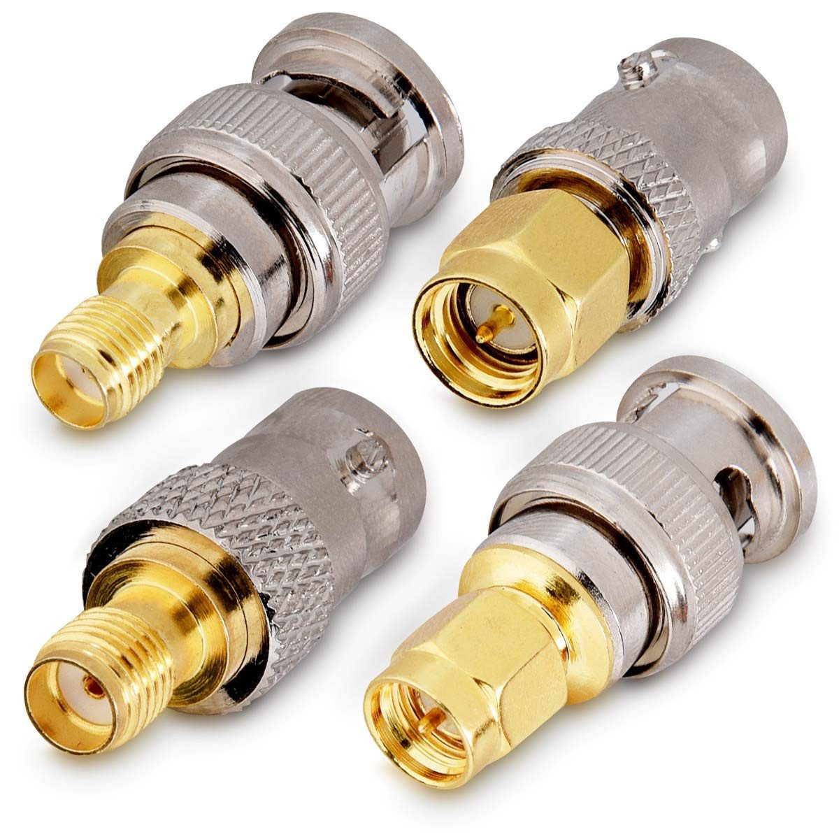 kwmobile 4x SMA auf BNC Adapter - Varianten: Female Male Konverter Adapter, 12.30 cm, Steckverbinder