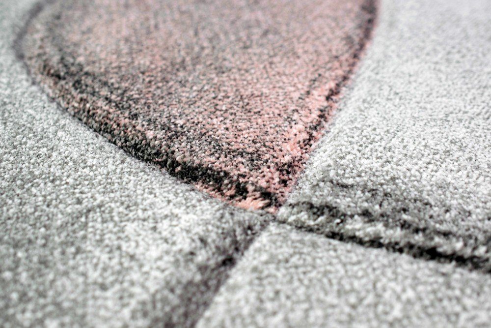Carpetia Teppich Teppich modern Teppich Wohnzimmer Wellen rosa grau pastell, rechteckig, Höhe: 13 mm – Bild 3 von 5