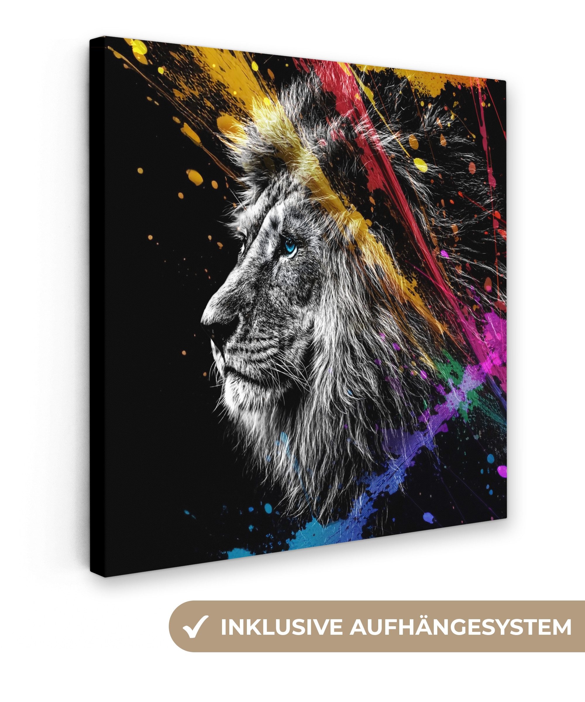 OneMillionCanvasses® Leinwandbild Löwe - Graffiti - günstig online kaufen