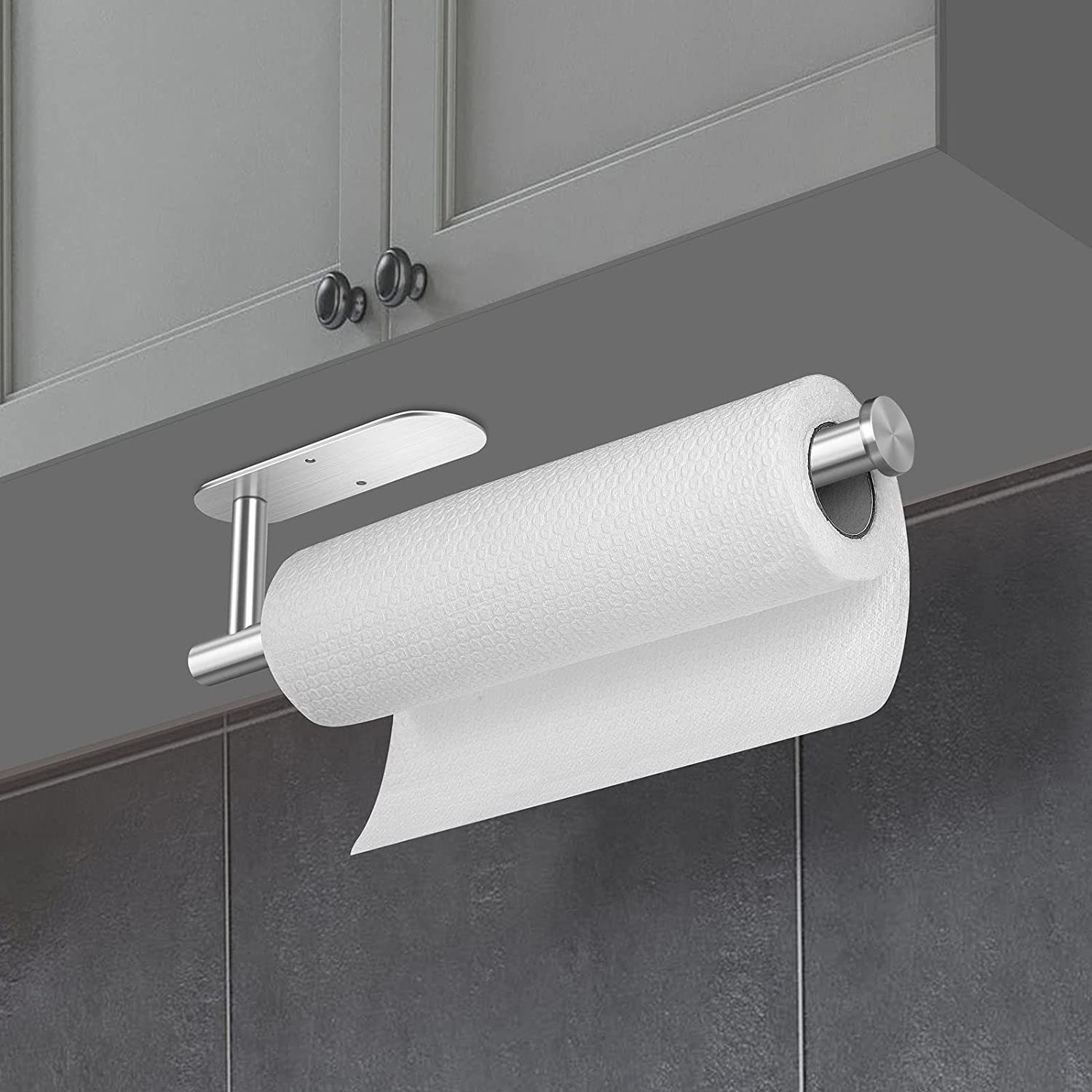 zggzerg Küchenrollenhalter Silber Bohren Badezimmer Waschbecken für Küchenrollenhalter Ohne Speisekammer