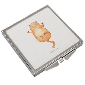 Mr. & Mrs. Panda Kosmetikspiegel Katze Umarmen - Weiß - Geschenk, Freunde, Quadrat, Katzen, Katzenprod (1-St), Magisch verziert