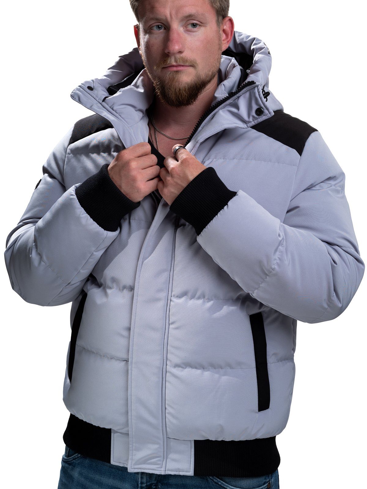 Poolman Winterjacke Jacke mit Kapuze P2304.765 mit Kapuze, kontrastfarbende Details, Blouson