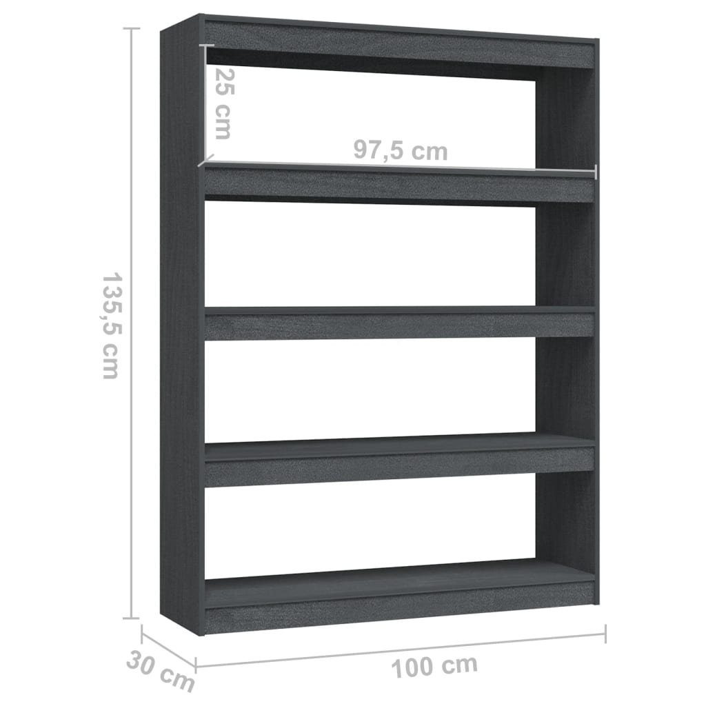 Bücherregal cm 100x30x135,5 Bücherregal/Raumteiler furnicato Massivholz Kiefer Grau