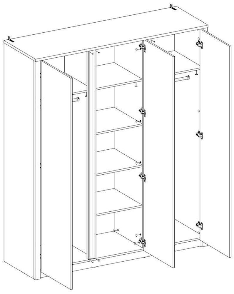 grifflos eiche 166cm Feldmann-Wohnen Montana lefkas Kleiderschrank