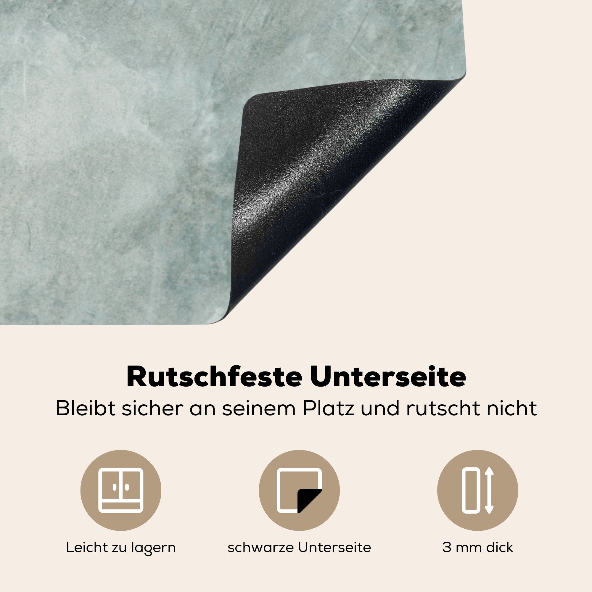 tlg), MuchoWow Gelb Herdblende-/Abdeckplatte für - die Grau Beton, Ceranfeldabdeckung Induktionskochfeld cm, (1 - küche, Vinyl, - Schutz Weiß 81x52