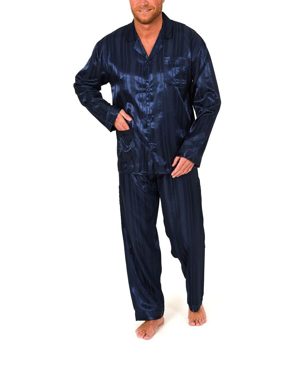 Normann Pyjama Satin Pyjama lang, durchgeknöpft, Schattenstreifen, 251 94 0 günstig online kaufen