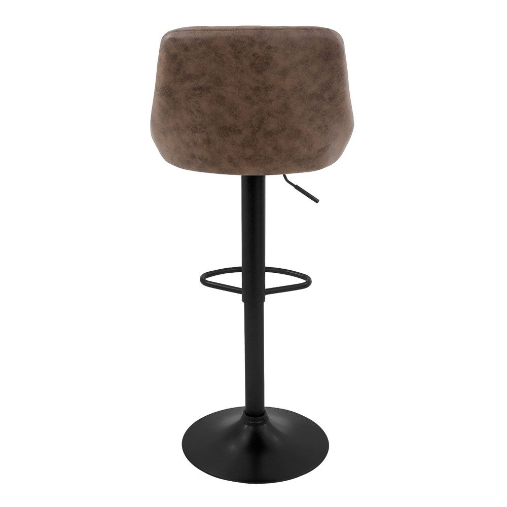 ML-DESIGN Barhocker Gepolsterter Barstuhl mit Rückenlehne und Fußstütze, 360° drehbar (2 St), Drehstuhl höhenverstellbar 62-82 cm 2er Set Braun Bezug aus Kunstl – Bild 4 von 5