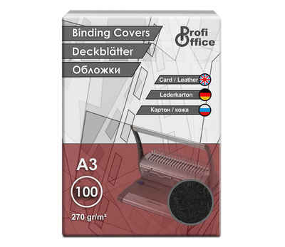 ProfiOffice Bindegerät ProfiOffice 100 Deckblätter A3 in Lederoptik, schwarz, Lederstruktur