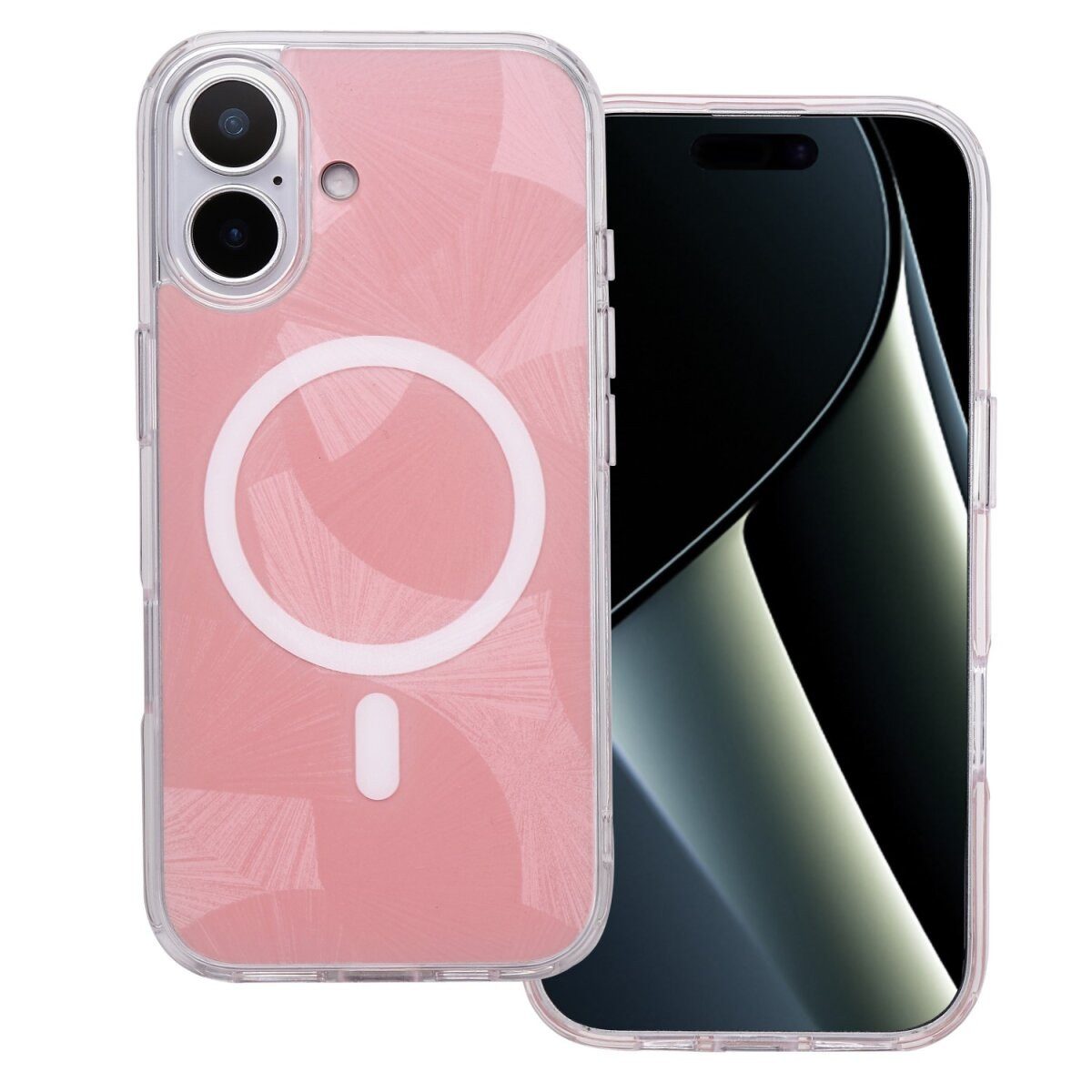 COFI 1453 Handyhülle Flash Mag kompatibel mit Apple iPhone 17 Rosa mit Magnet - geometrisch 6,3, Geometrische Hülle mit opalisierendem Effekt