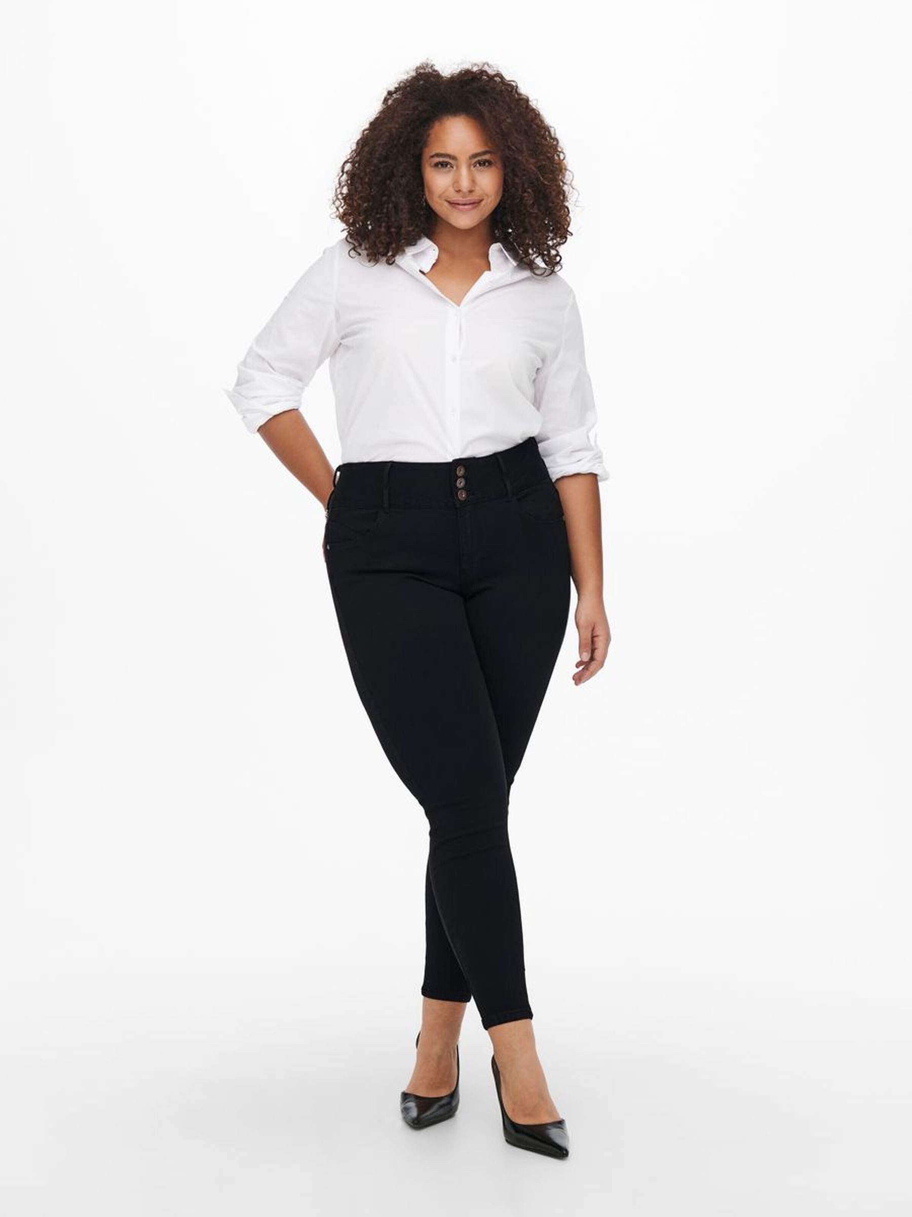 ONLY CARMAKOMA Skinny-fit-Jeans Skinny Stretch Jeans Curvy Plus Size Denim CARANNA Übergröße (1-tlg) CARANNA HW SK ANK JEANS BLACK