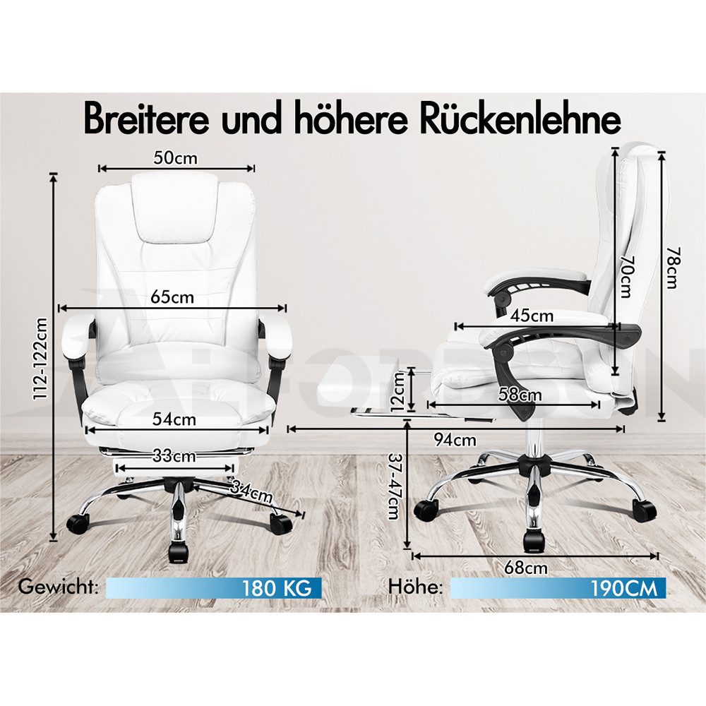 ALFORDSON Bürostuhl 8-Punkt-Massage-Vibration, Höhenverstellbarer Chefsesse günstig online kaufen