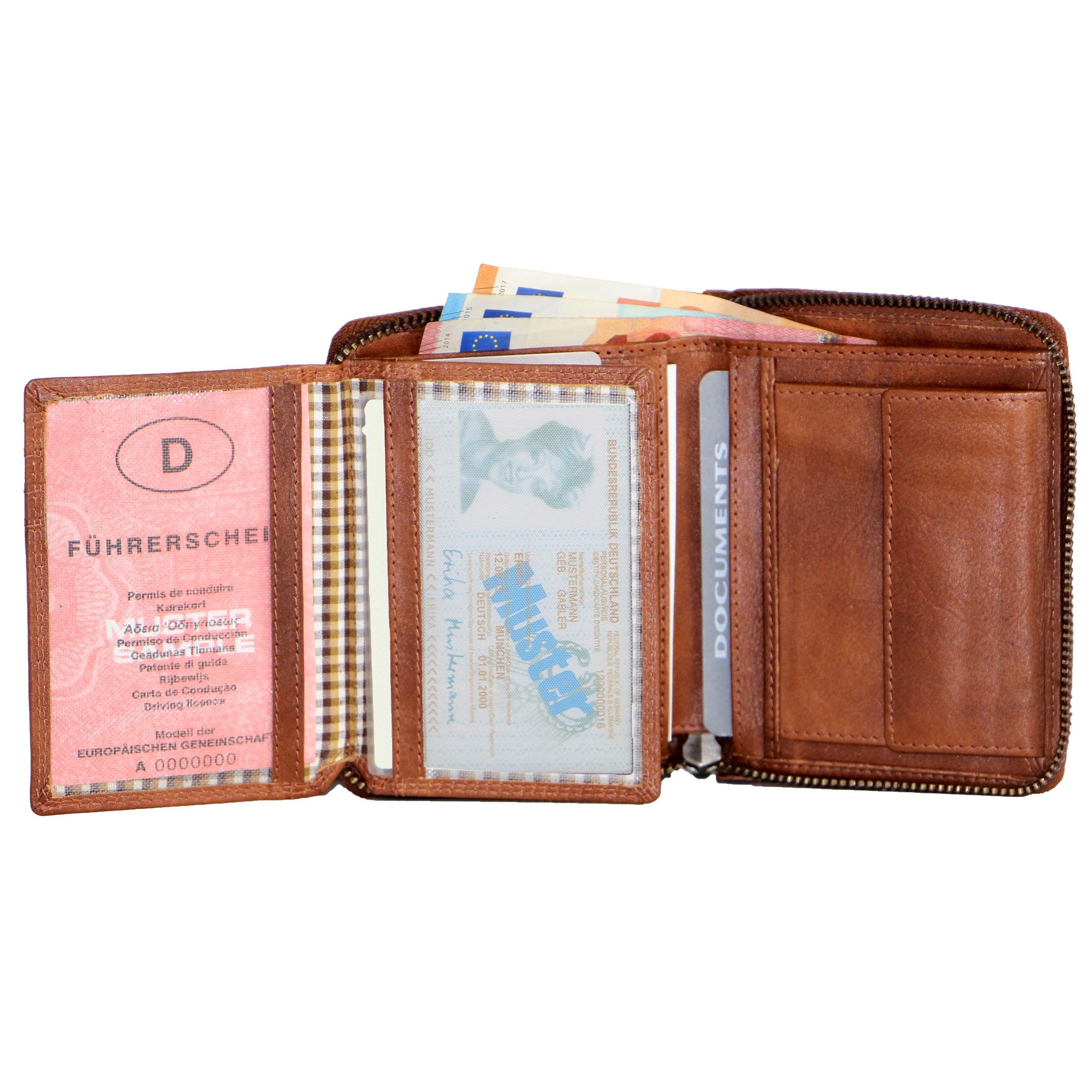 ALMADIH Brieftasche Leder P2H-RV Portemonnaie RFID-Schutz Hochformat