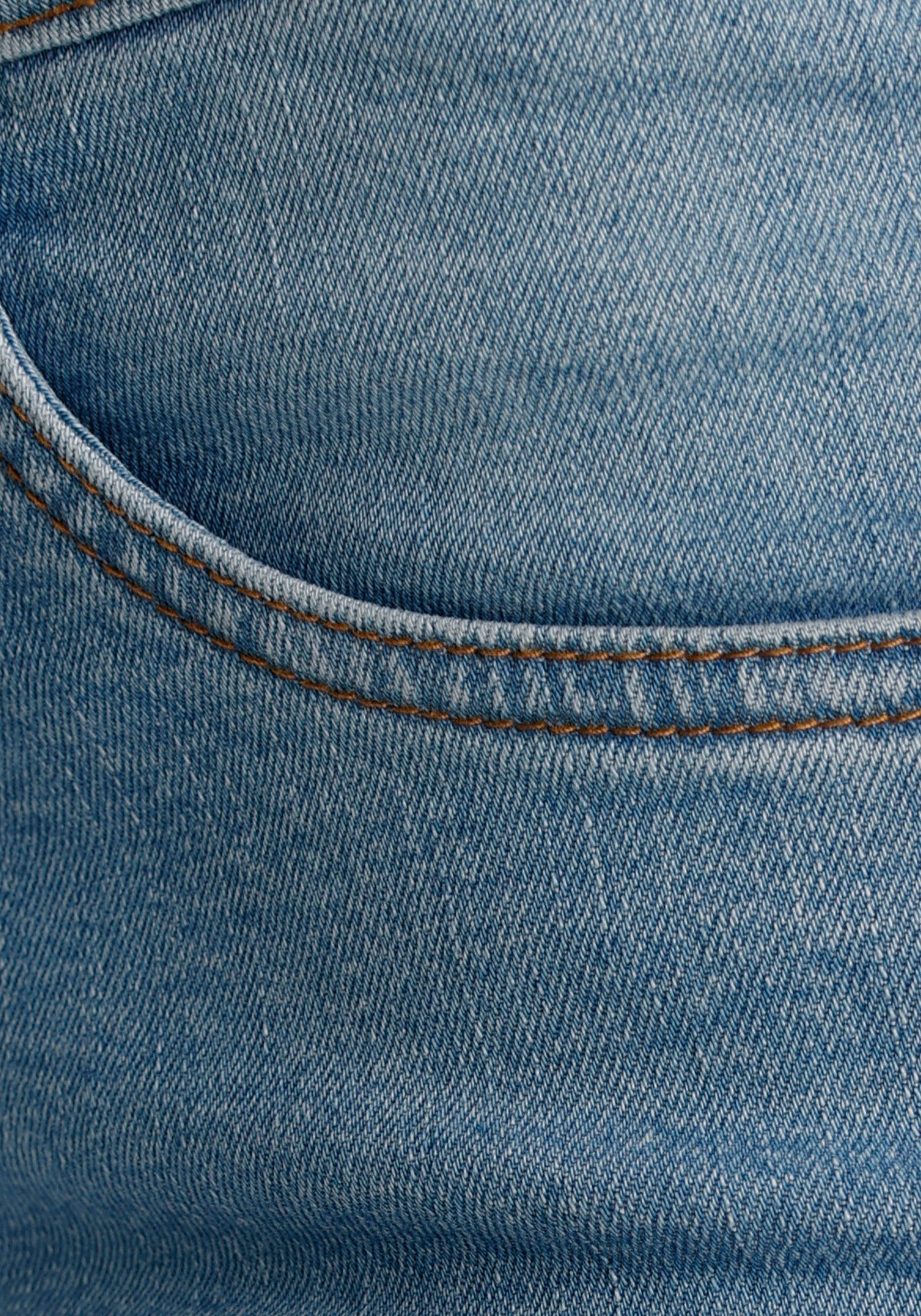 bleached seitlichem Slim-fit-Jeans Waist High Arizona Gummizugeinsatz Bund mit