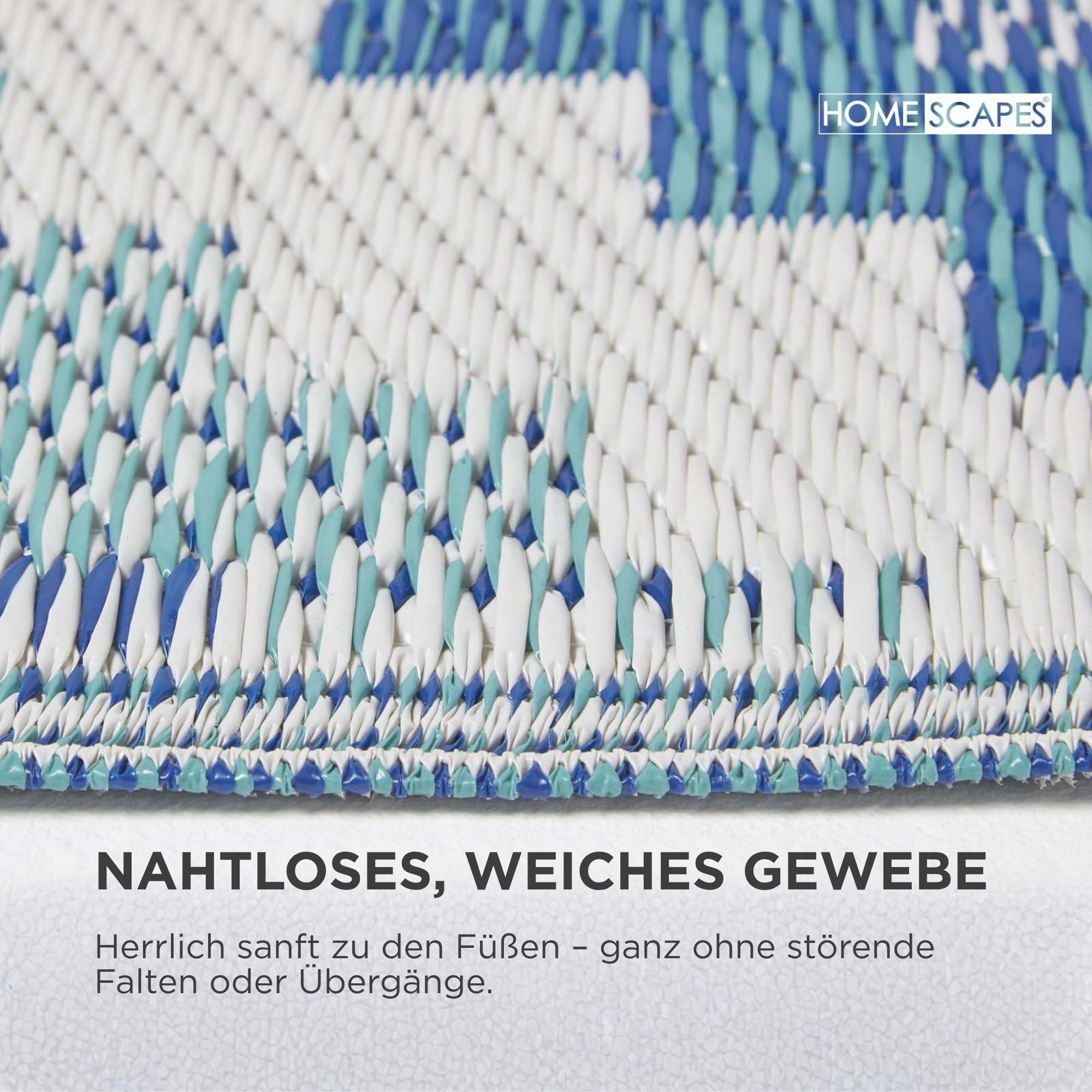 Homescapes Outdoorteppich Outdoor-Teppich Mia aus Polypropylen mit blauem Muster, 120 x 180 cm, rechteckig, Höhe: 20 mm