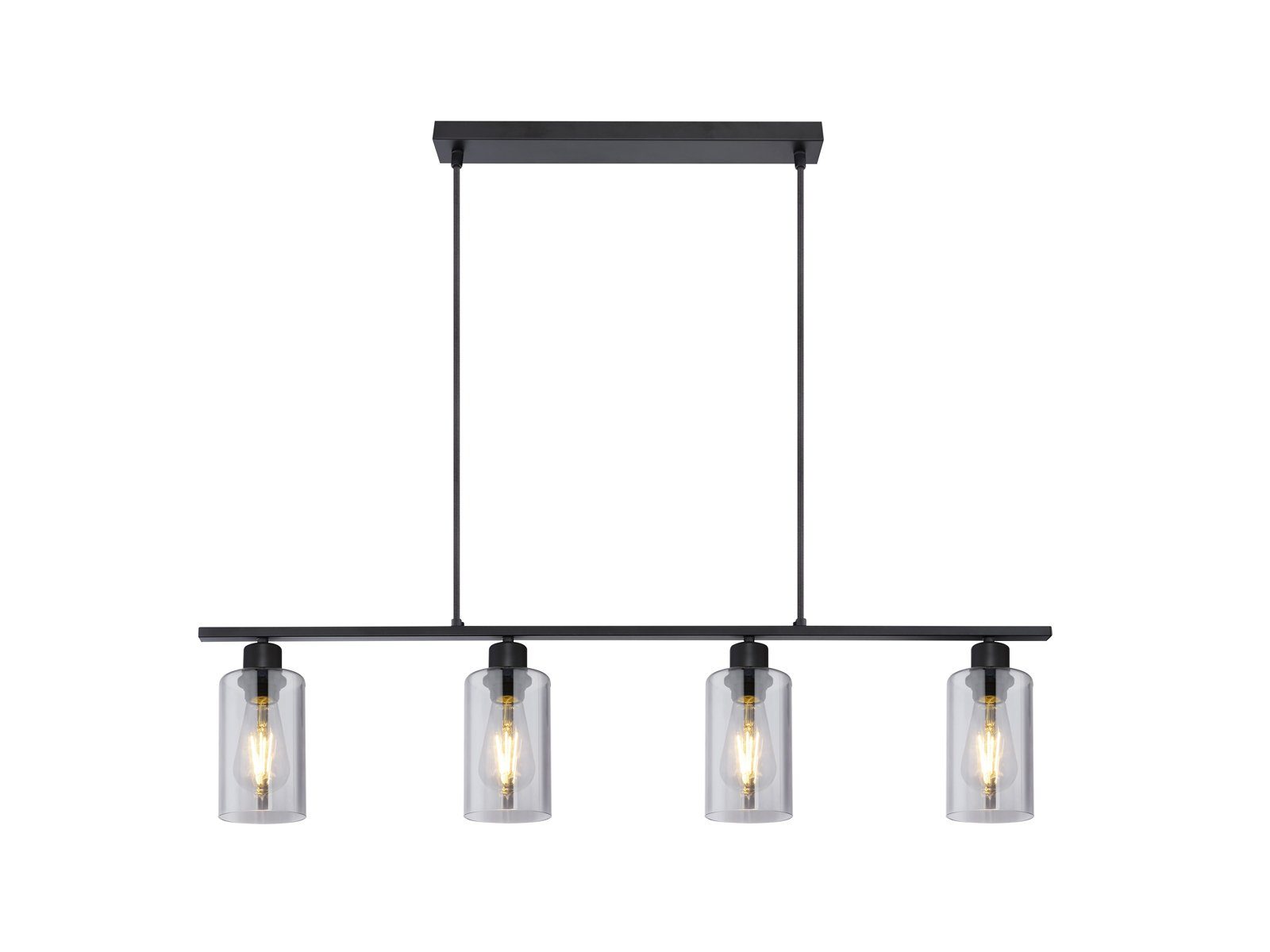 GLOBO LIGHTING LED Pendelleuchte, Leuchtmittel stufenweise über Wandschalter dimmbar, LED wechselbar, warmweiß, Designer-lampen Balken-lampe Rauchglas hängend über-n Esstisch, B 98cm