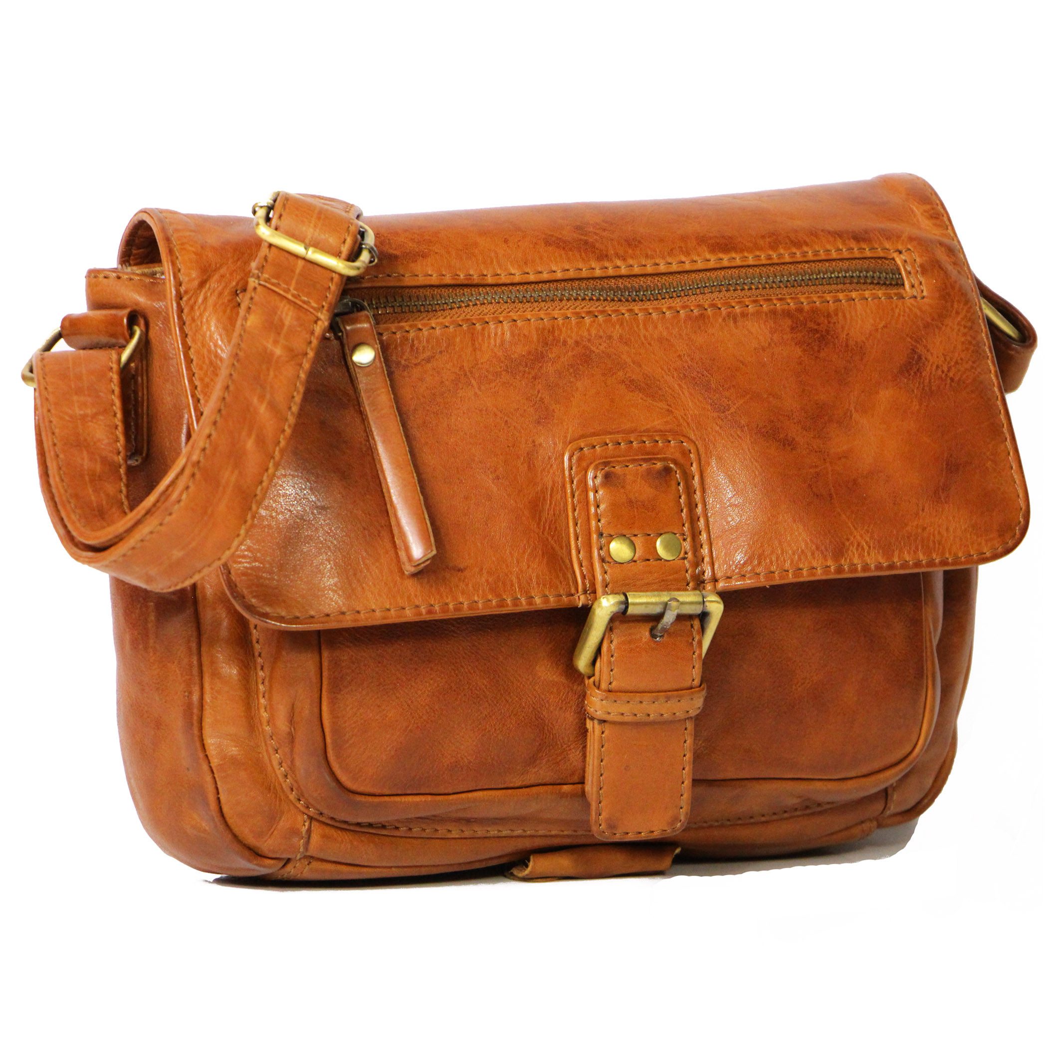 Handtasche Leder Umhängetasche Damen Vinatge KIM WASHED Ledertasche