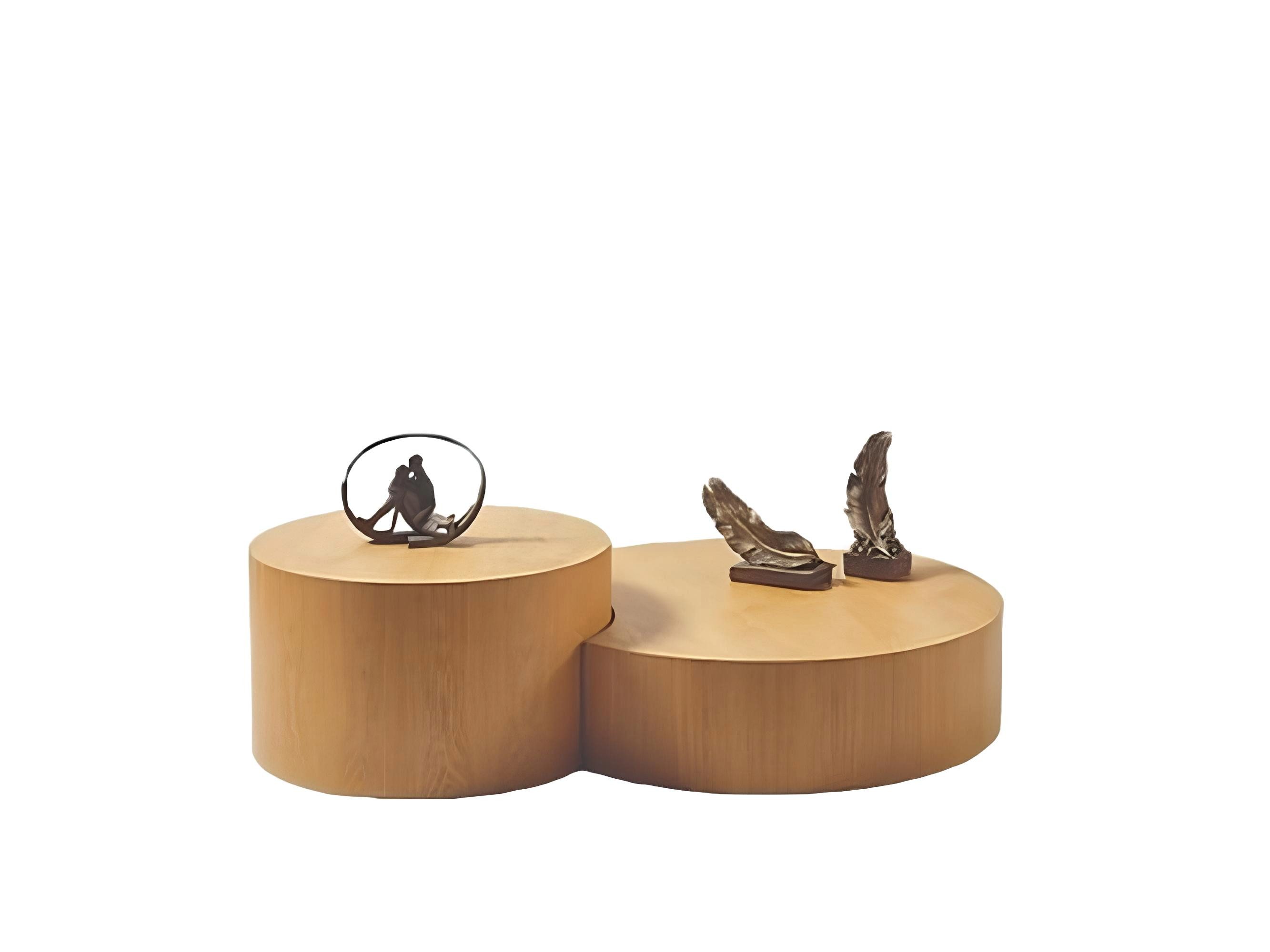 Couchtisch Hellbrauner Couchtisch 2x Rundtische Designer Kaffeetisch
