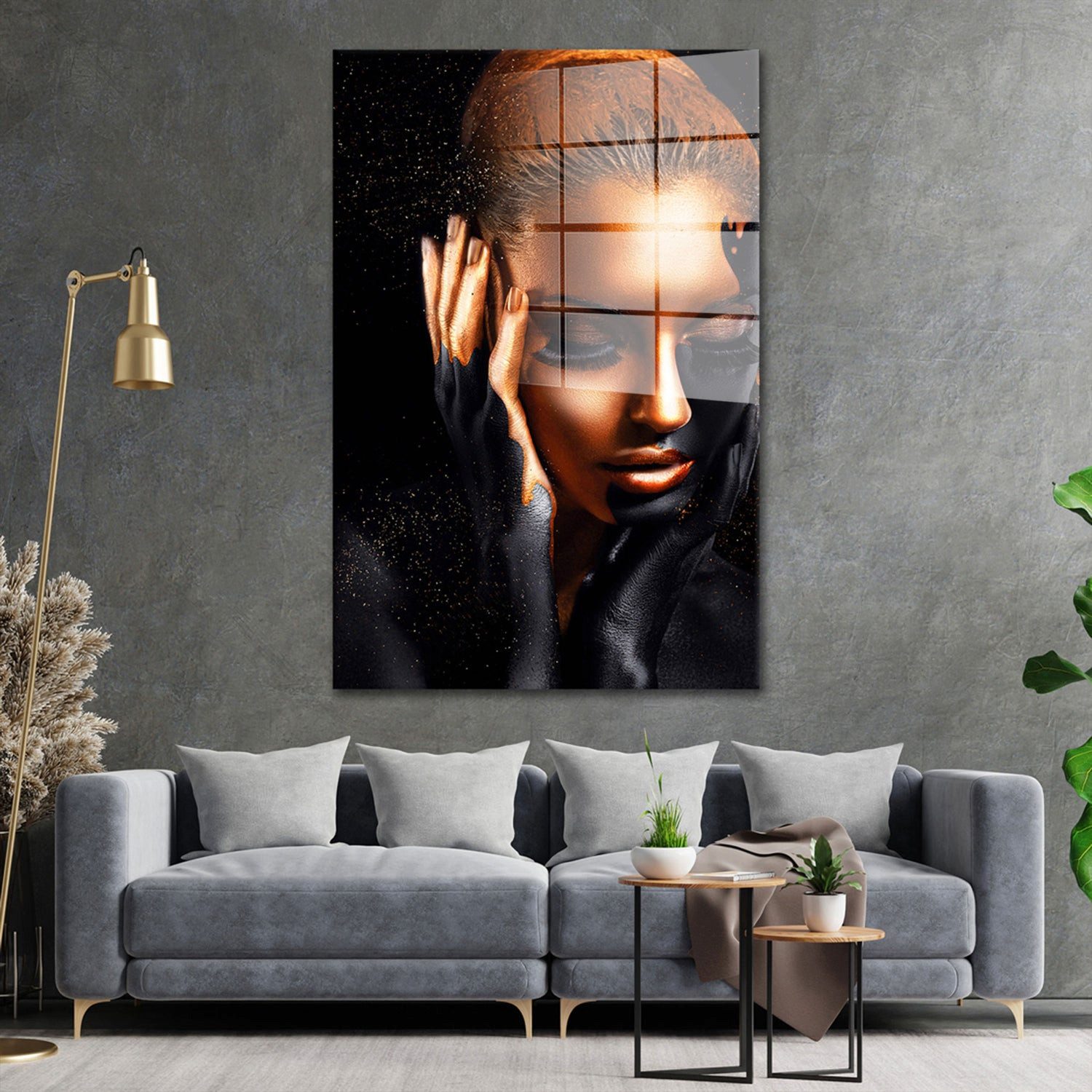 Artedinoi Acrylglasbild Frau Abstract Gold Edition Acrylglas Wandbild Bild Wanddeko Wohnzimmer