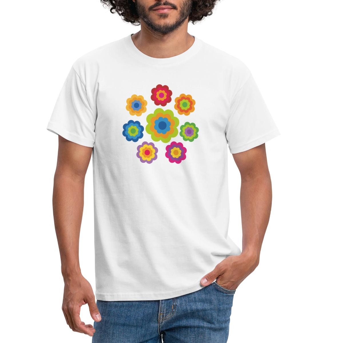 Spreadshirt T-Shirt 70er Jahre Hippie Flower Power Kostüm Blumen Outfit Män günstig online kaufen