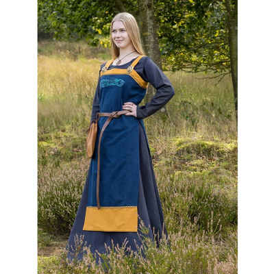 Battle Merchant Ritter-Kostüm Wikinger Überkleid mit Stickerei im Jellingstil Blau / Gelb XXL