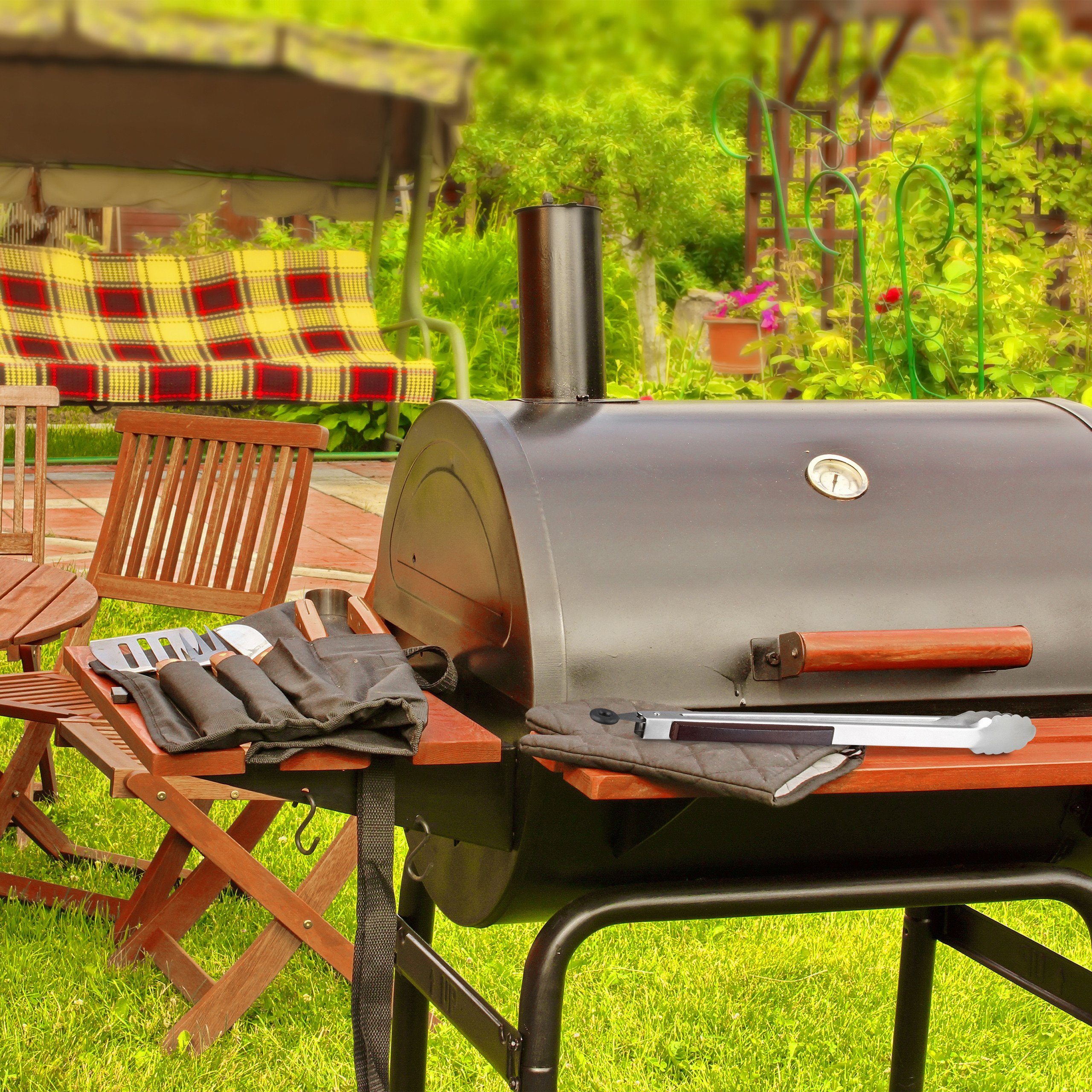 relaxdays Grillzange Küchenzange aus Edelstahl 38 cm