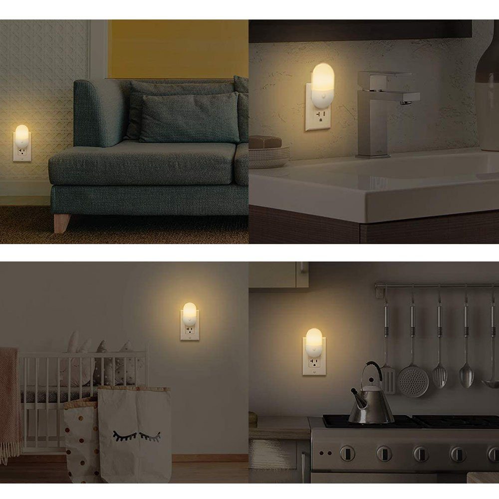 Sunicol LED dimmbar Farbverschiebungen, 2 warmweiß/weiß, Steckdosenleuchte Plug-in weißes, Energieeffizient Warmweißes zweifarbig und LED-Nachtlicht