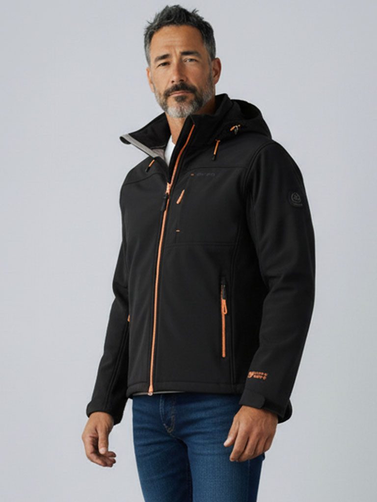 Dry Fashion Softshelljacke Amrum Herren Outdoor-Jacke Amrum mit Fleece-Innenfutter & abnehmbarer Kapuze