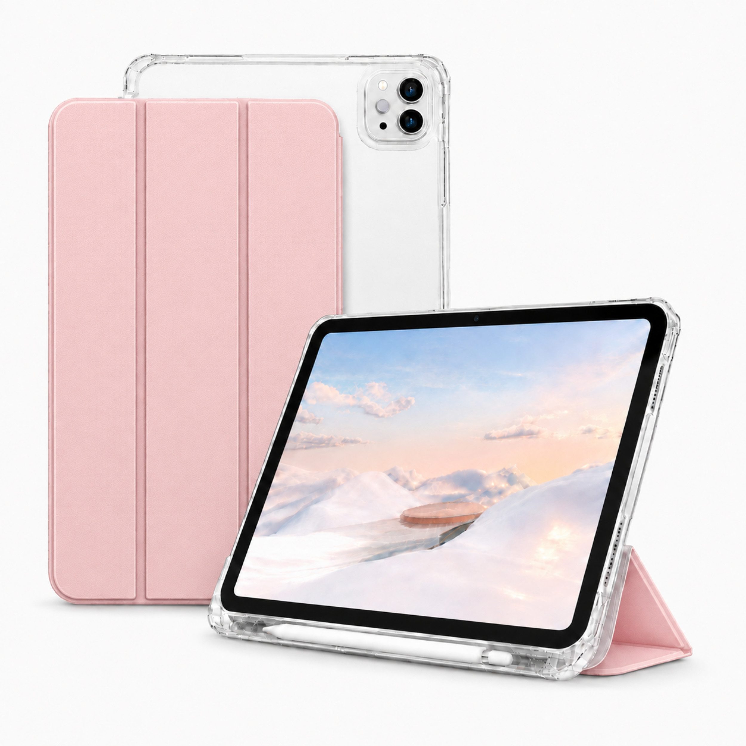 PlugUp Tablet-Hülle iPad Pro 11 Zoll (M5/M4) 2025/2024 mit Stifthalter 11 Zoll, iPad Pro Hülle mit Stifthalter, dünn & transparente Rückseite von PlugUp