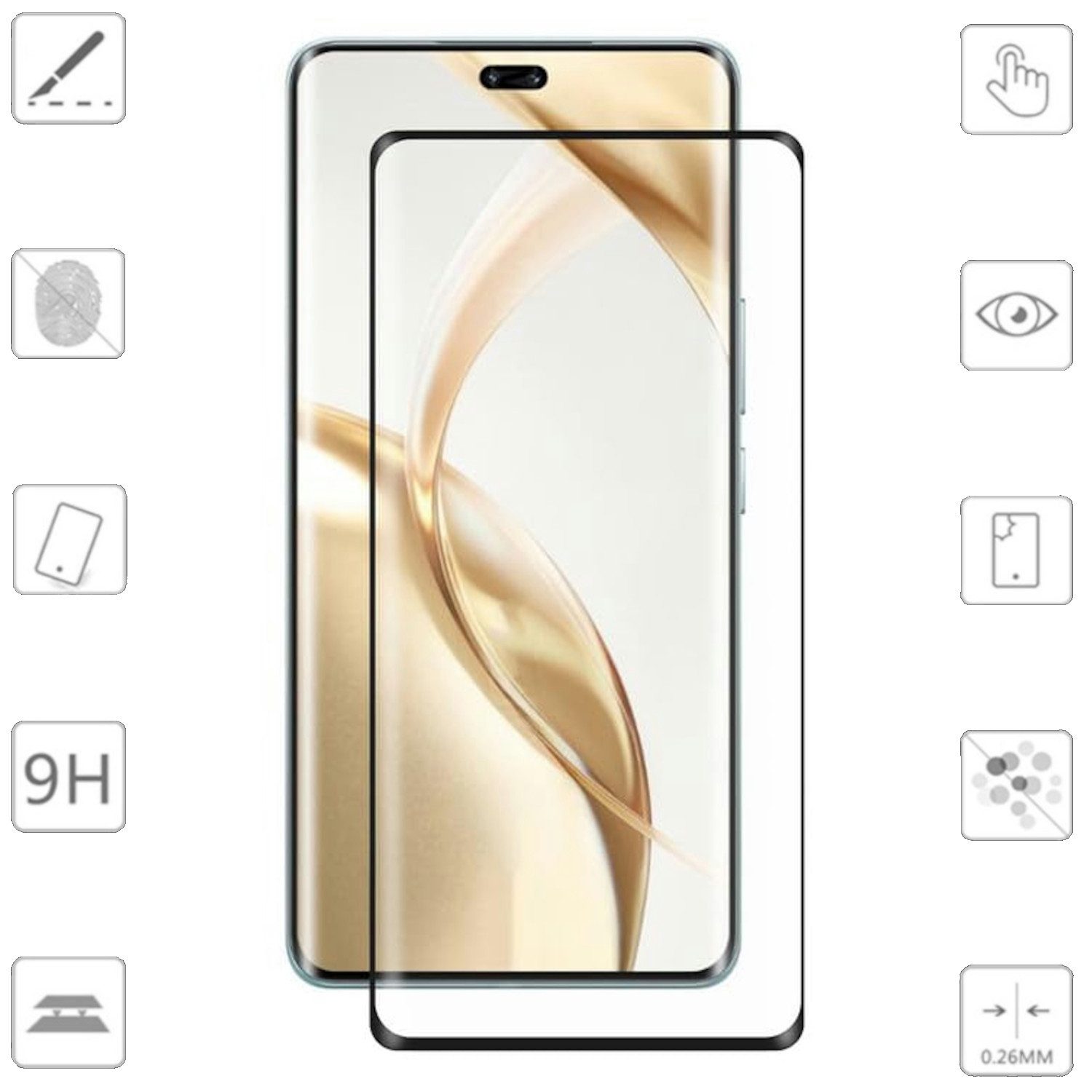 Handyhülle Für Honor 200 Pro 2x 4D Premium Display 0,3mm Schutz Curved Hart Glas