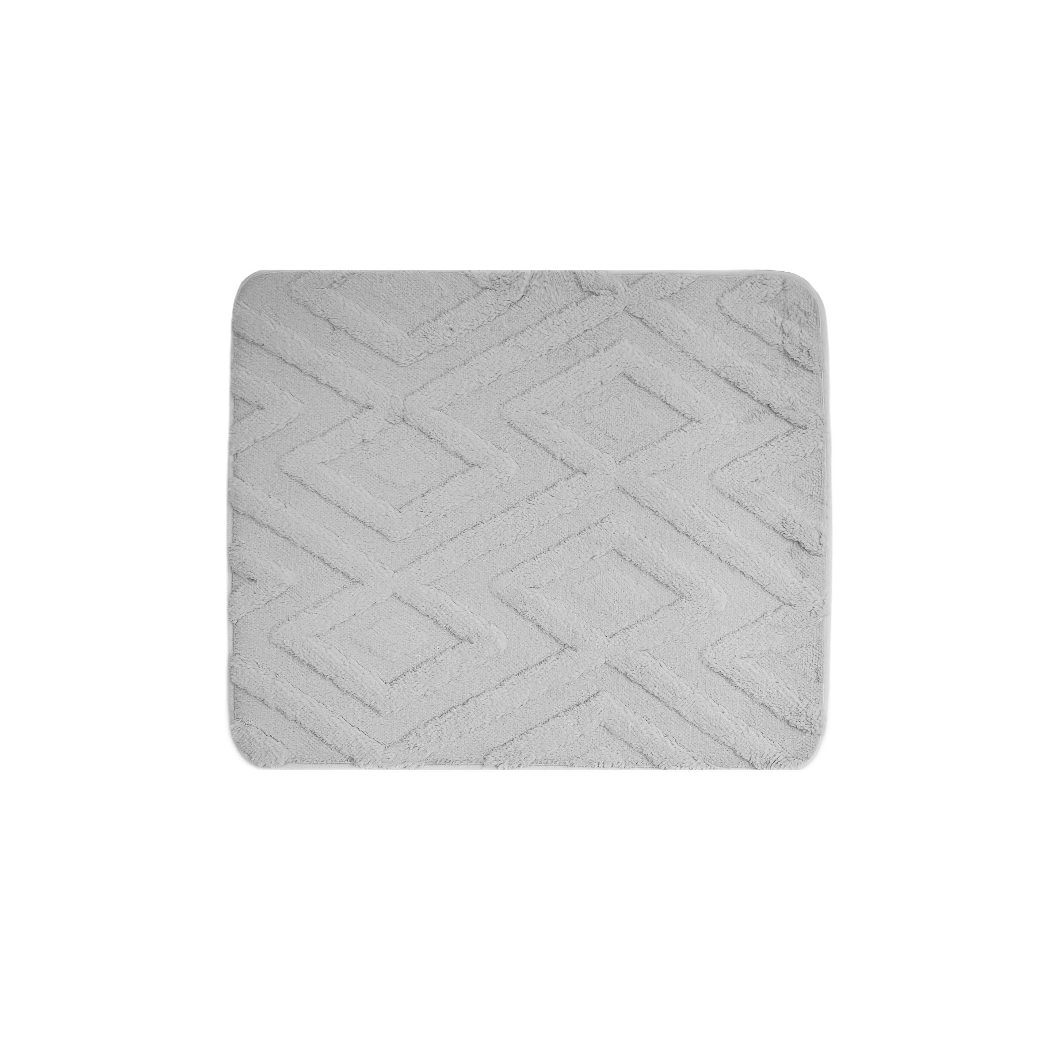 Almina Badematte Elegance WC-Set mit Diamant-Jaquard-Struktur - 2-tlg Badematten-Set, rutschhemmend beschichtet, 100% Polyester, Rechteckig, Badteppich: 100 x 60 cm, WC-Vorleger: 60 x 50 cm