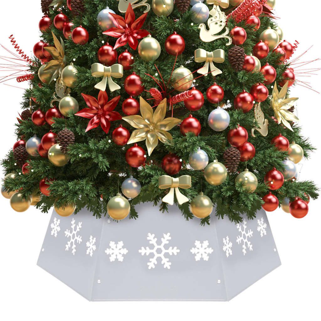 vidaXL Weihnachtsbaumdecke, Weihnachtsbaumrock Silbern und Weiß Ø68x25 cm